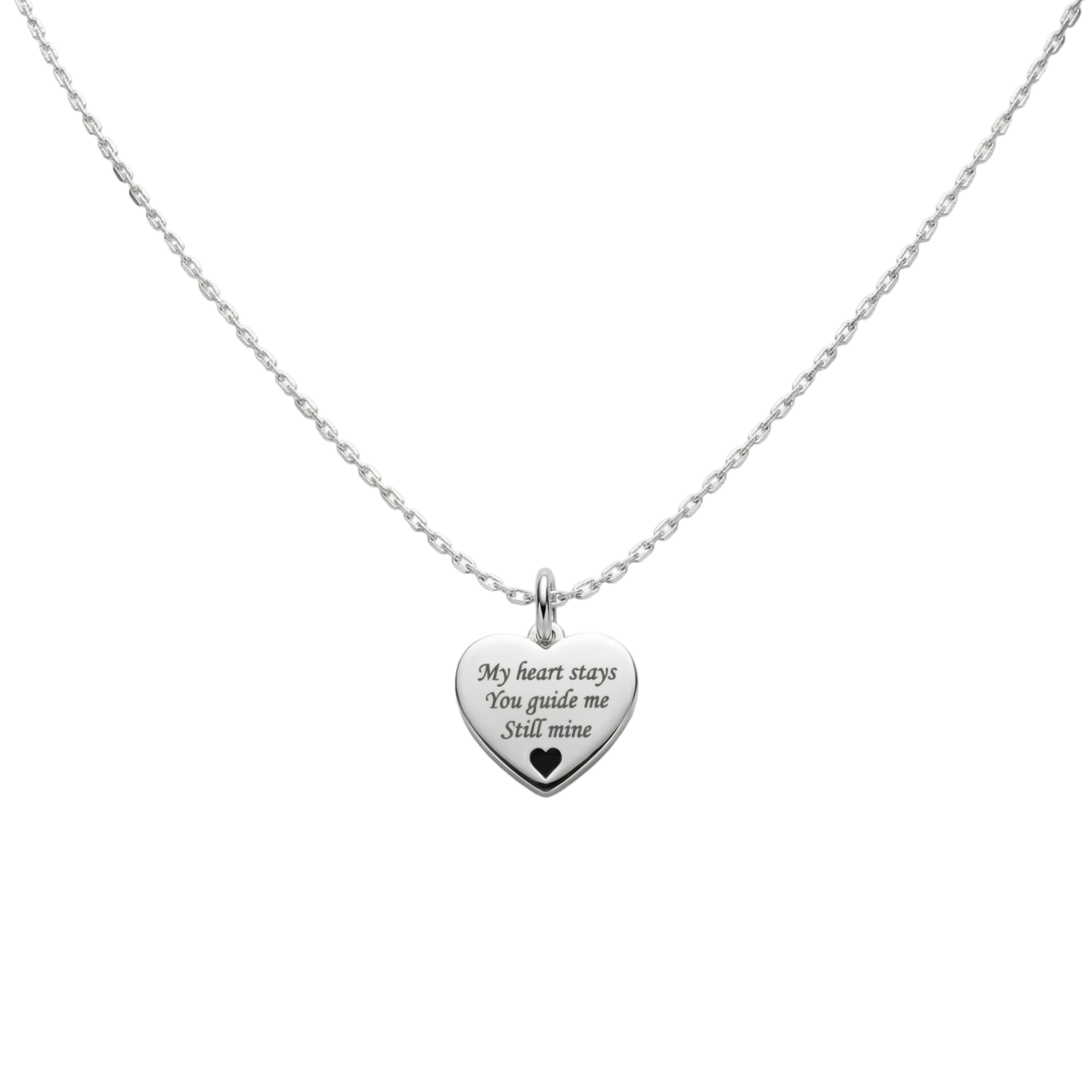 Rhodium Plated Heart MemoraCarve Necklace SN028