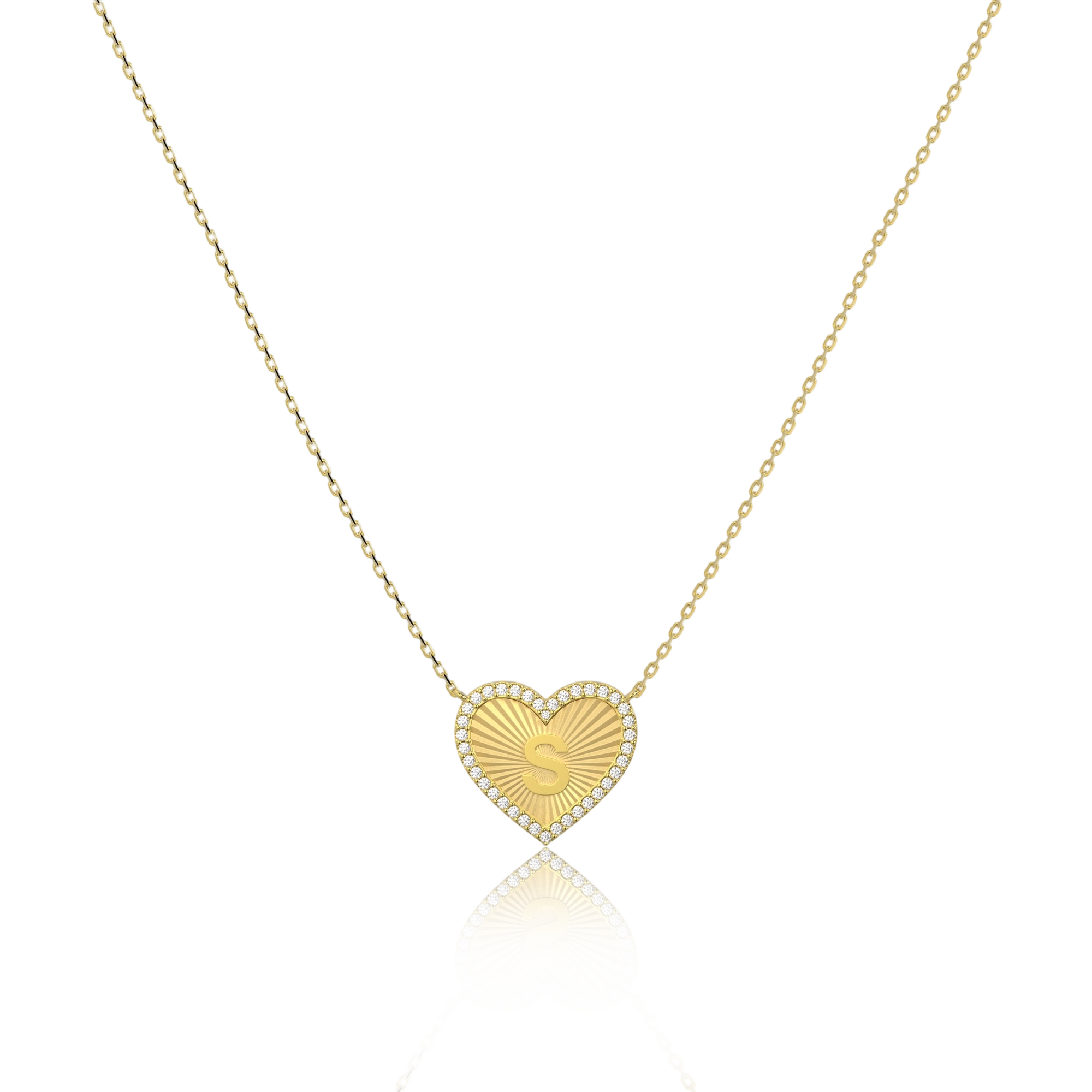 18k Gold Plate Heart Initial Necklace(Pleated)AW24N008A
