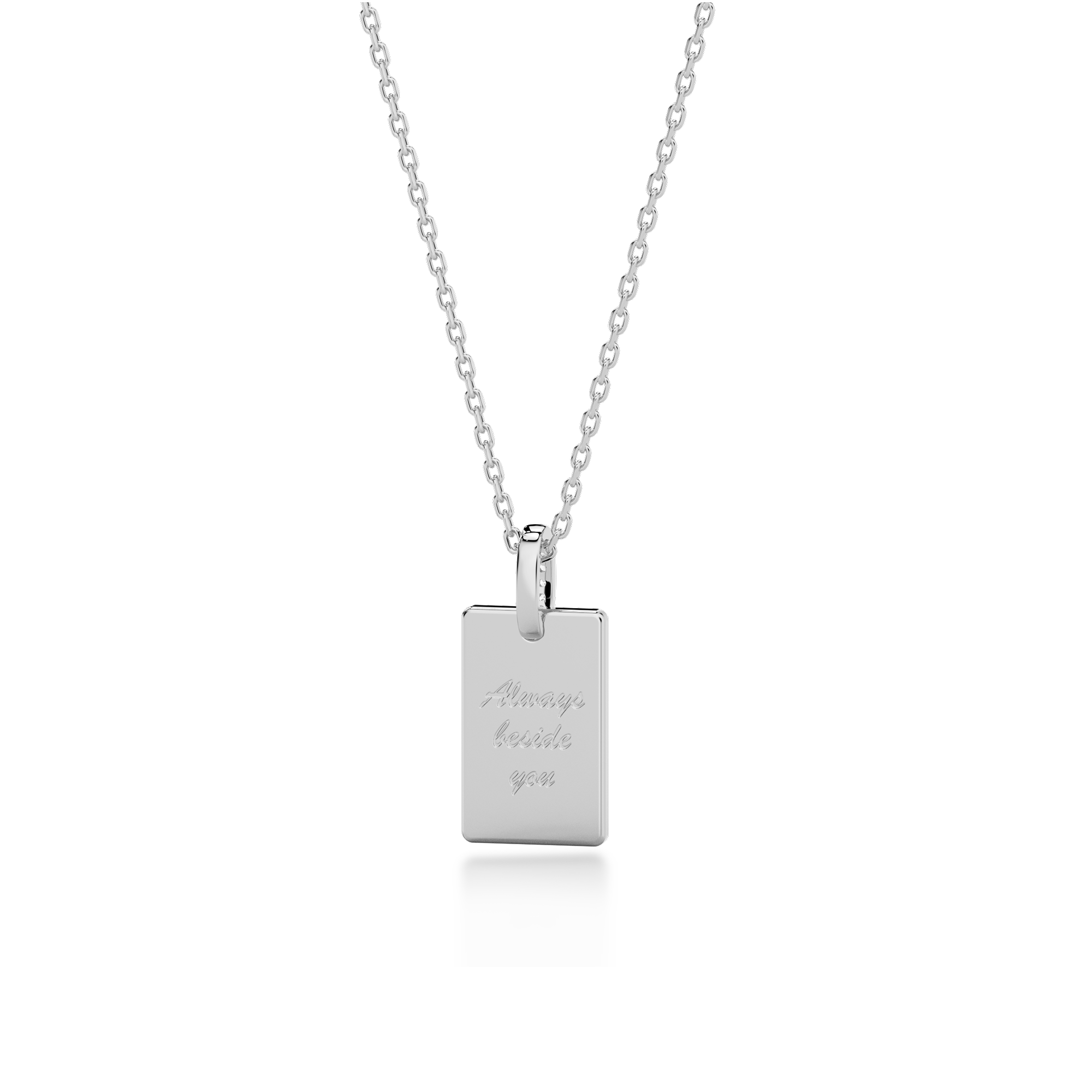 Rhodium Plated Silver Rectangle Engravable Necklace SS25N001S