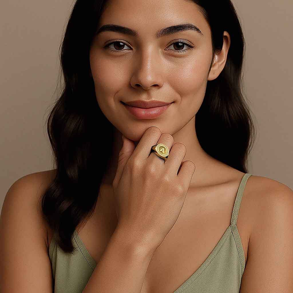 18K Gold Plated Silver Monogram Initial Ring