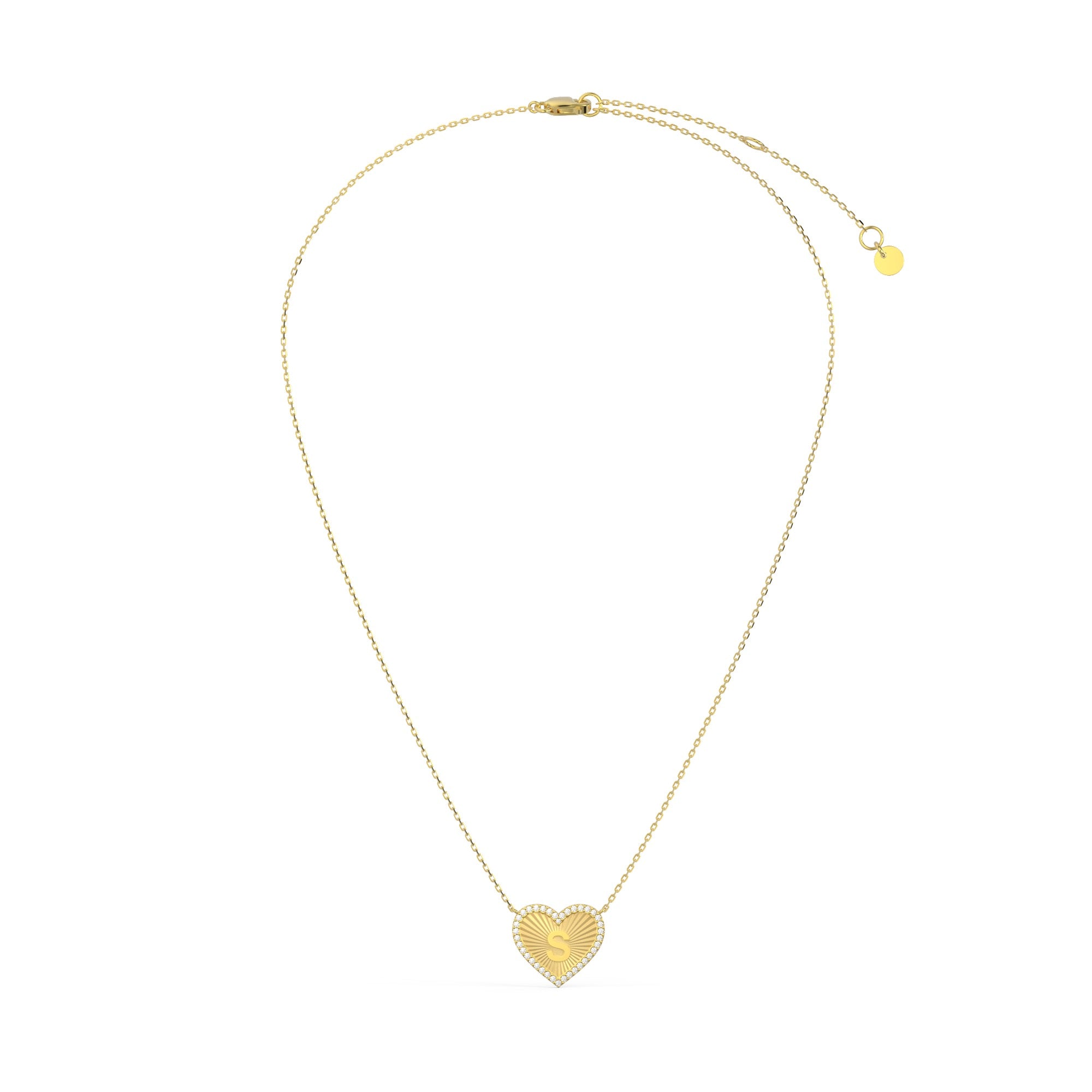 18k Gold Plate Heart Initial Necklace(Pleated)AW24N008A