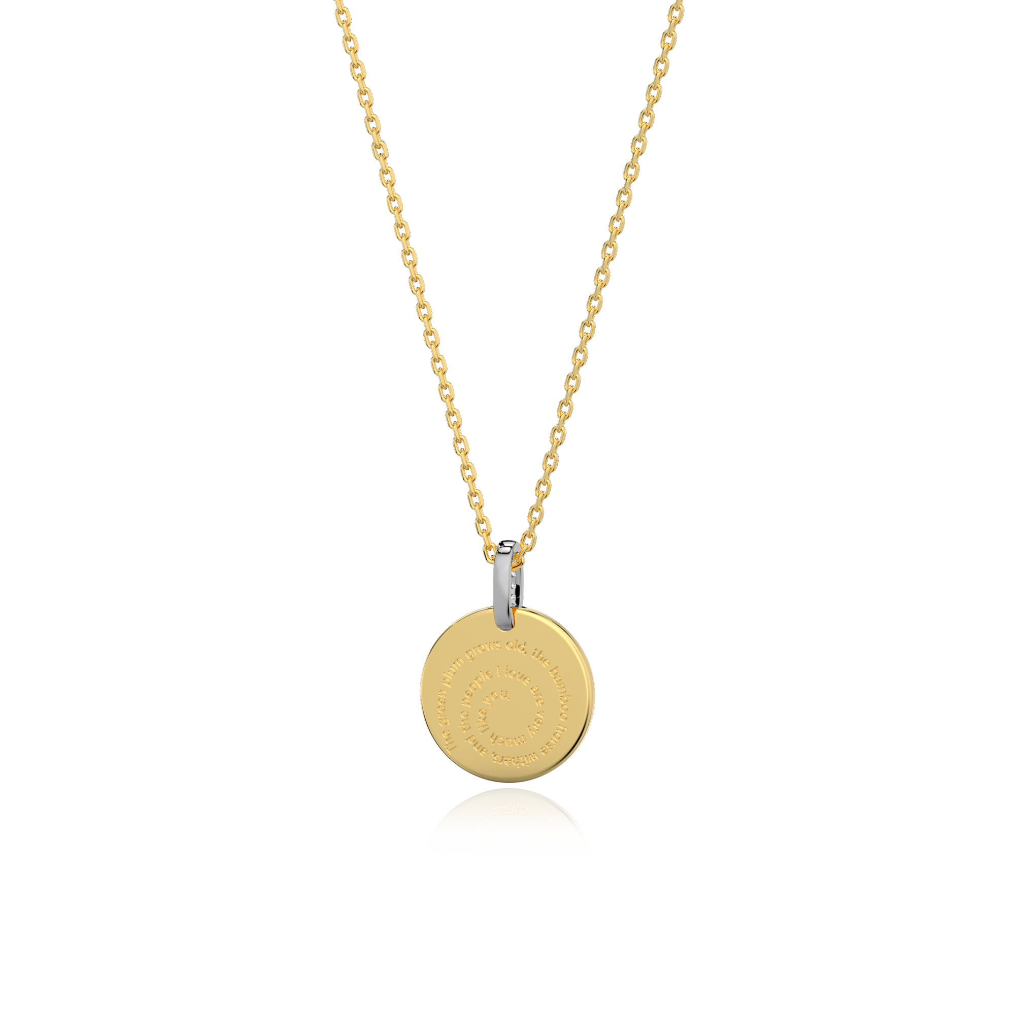 18K Gold Plated Silver Round Engravable Necklace SS25N001R