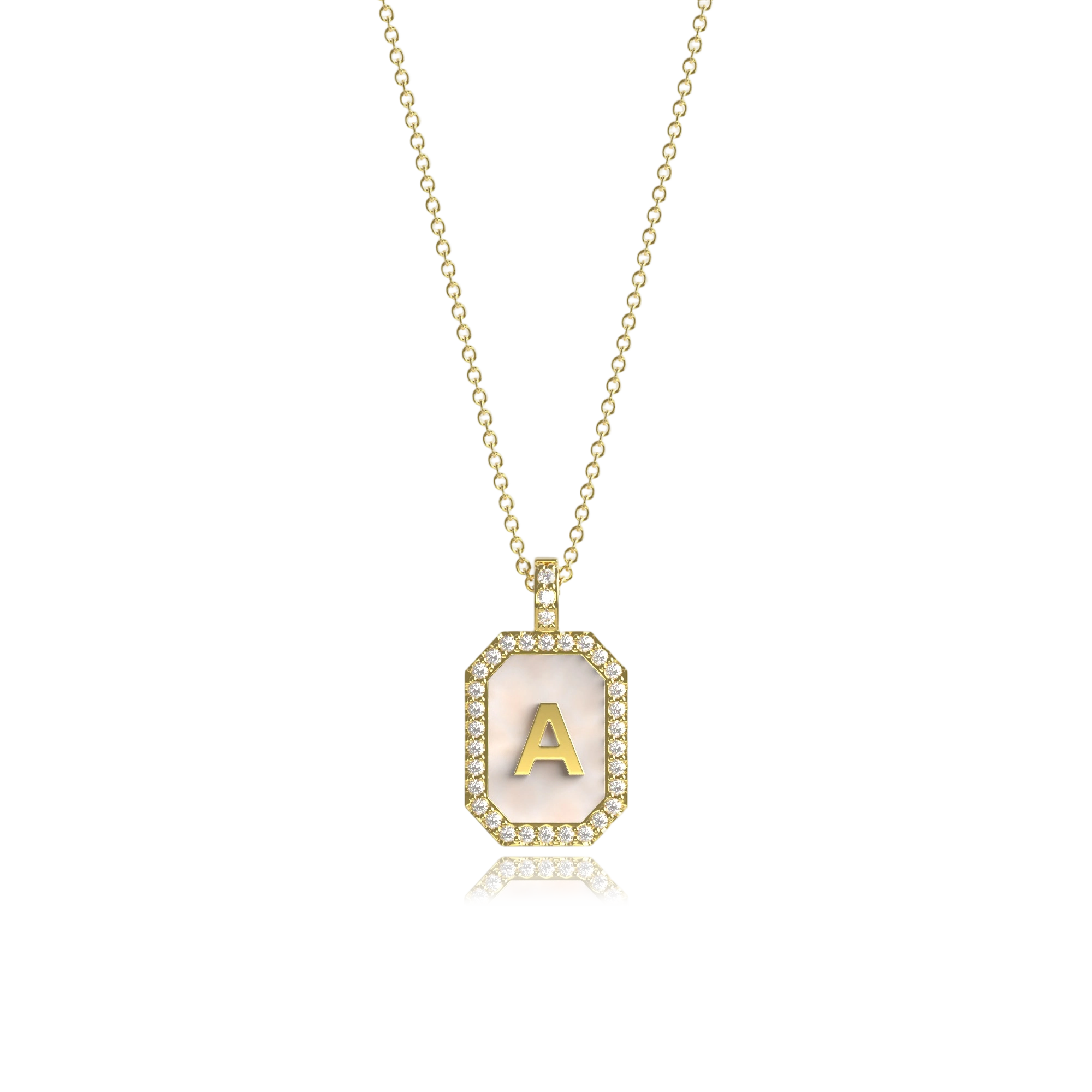 18k Gold Plated Silver Pearl Initial Zodiac & Initial Gemstone Pendant Necklace AW24N004G