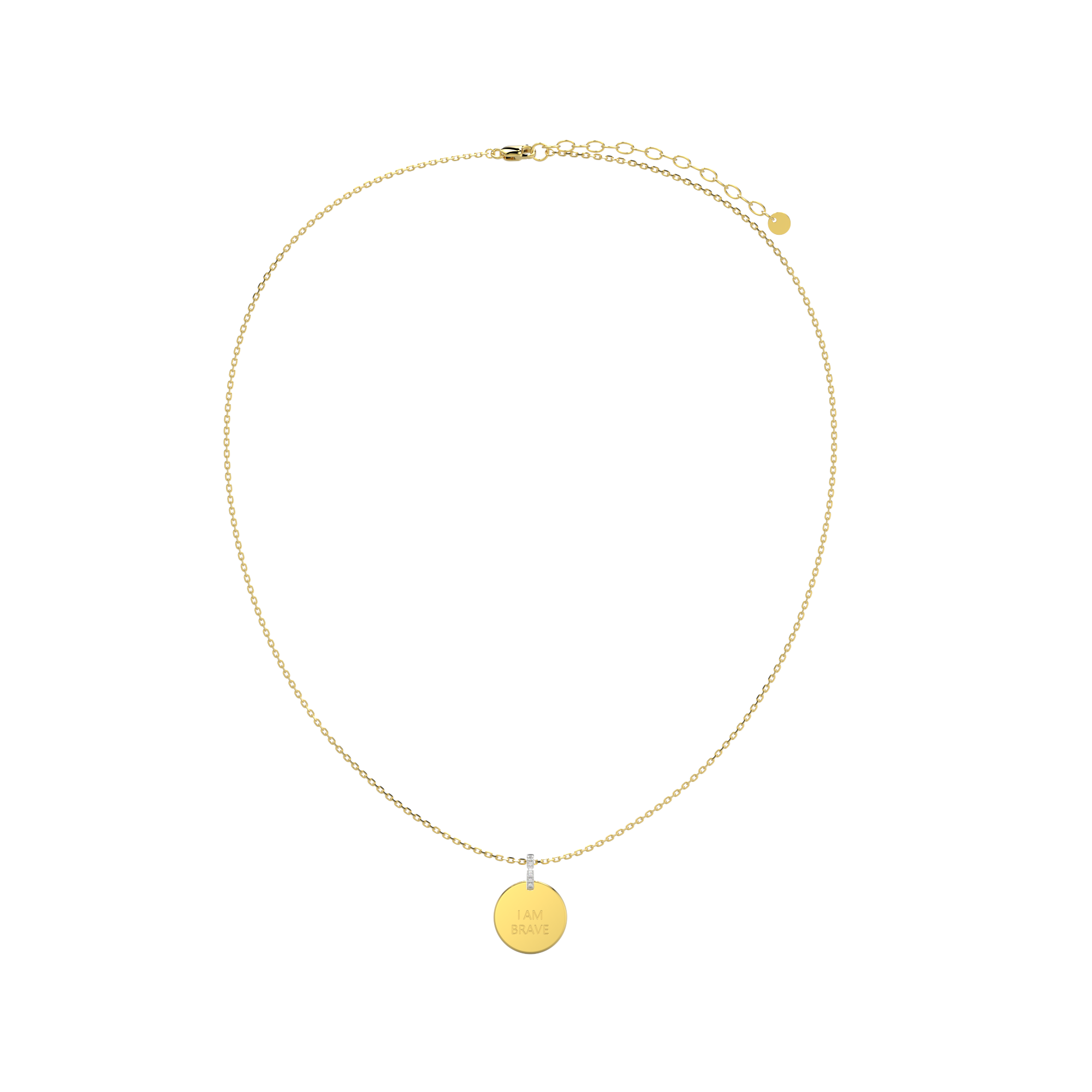 18K Gold Plated Silver Round Engravable Necklace SS25N001R