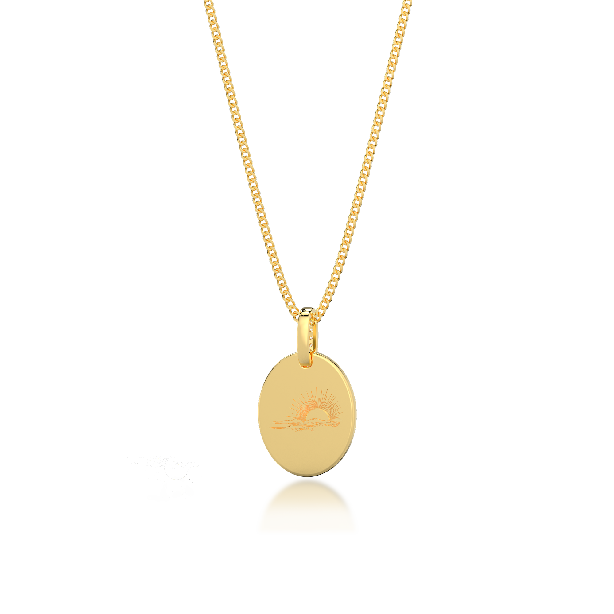 18K Gold Plated Silver Oval Engravable Necklace SS25N001O