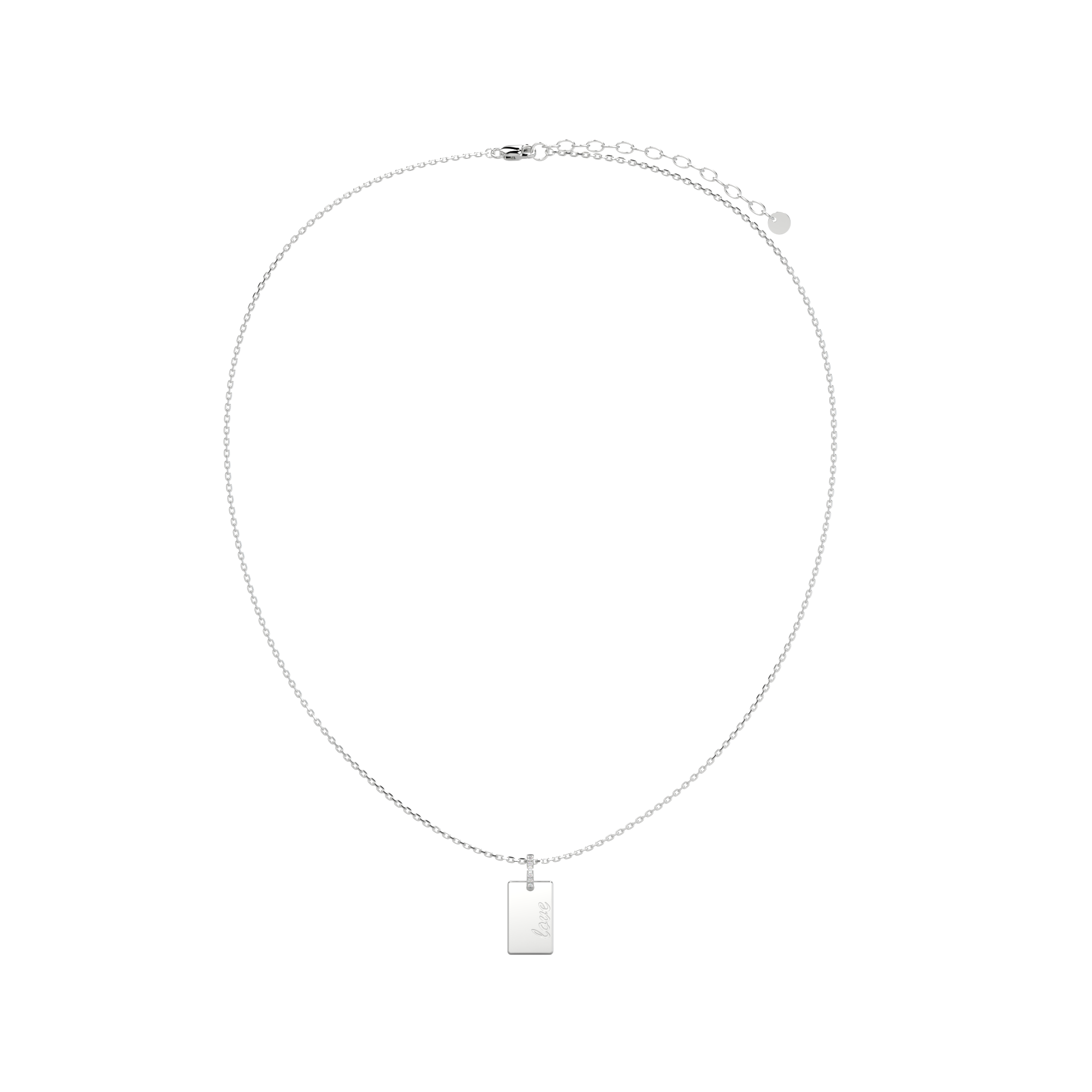 Rhodium Plated Silver Rectangle Engravable Necklace SS25N001S