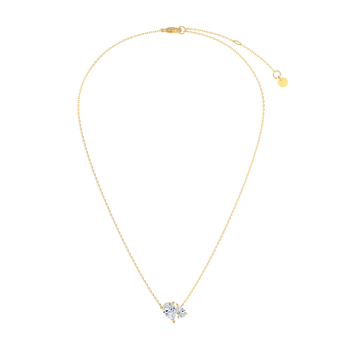 Pear cut Toi et Moi Necklace in yellow gold