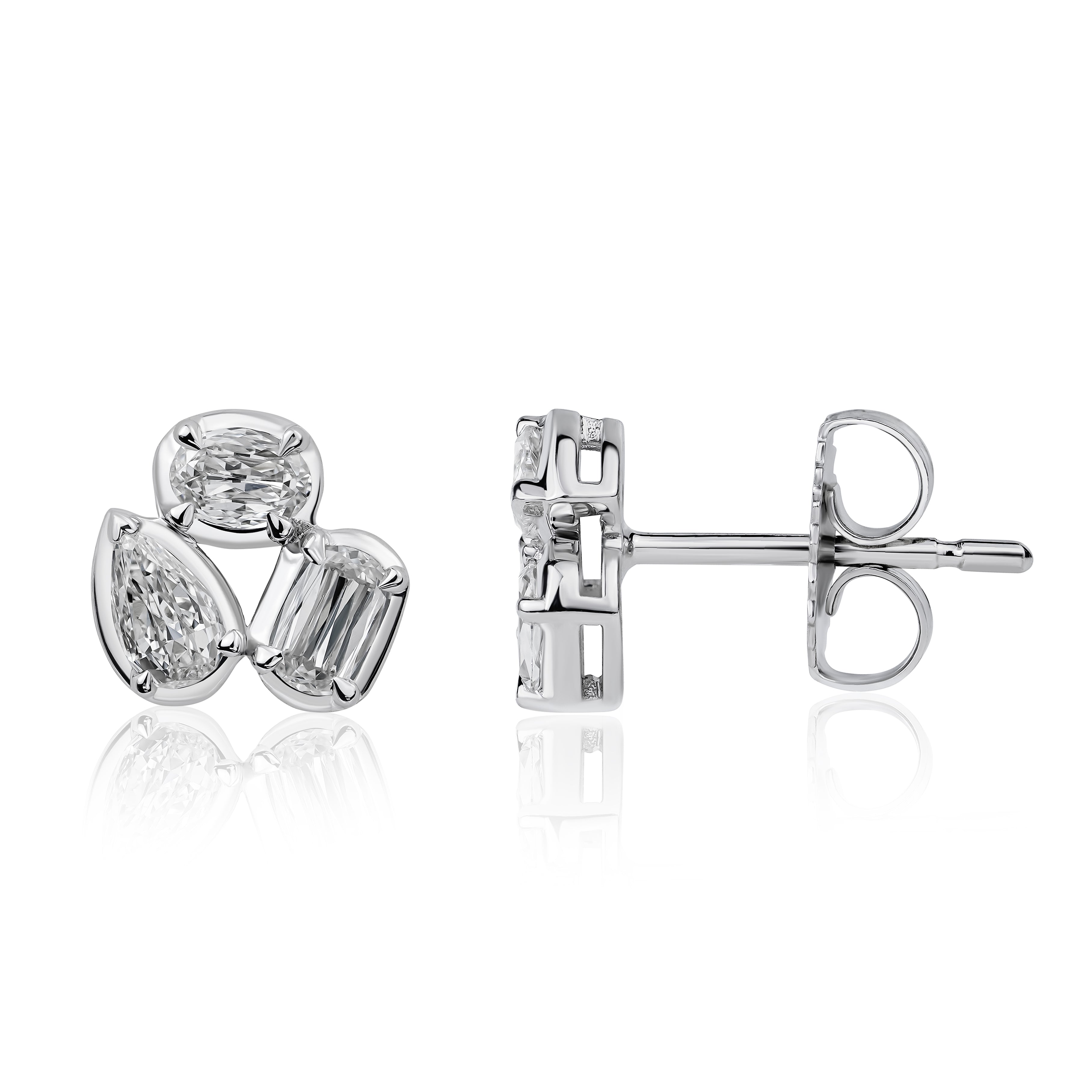 Mix Cut Crisscut Diamond Stud Earrings