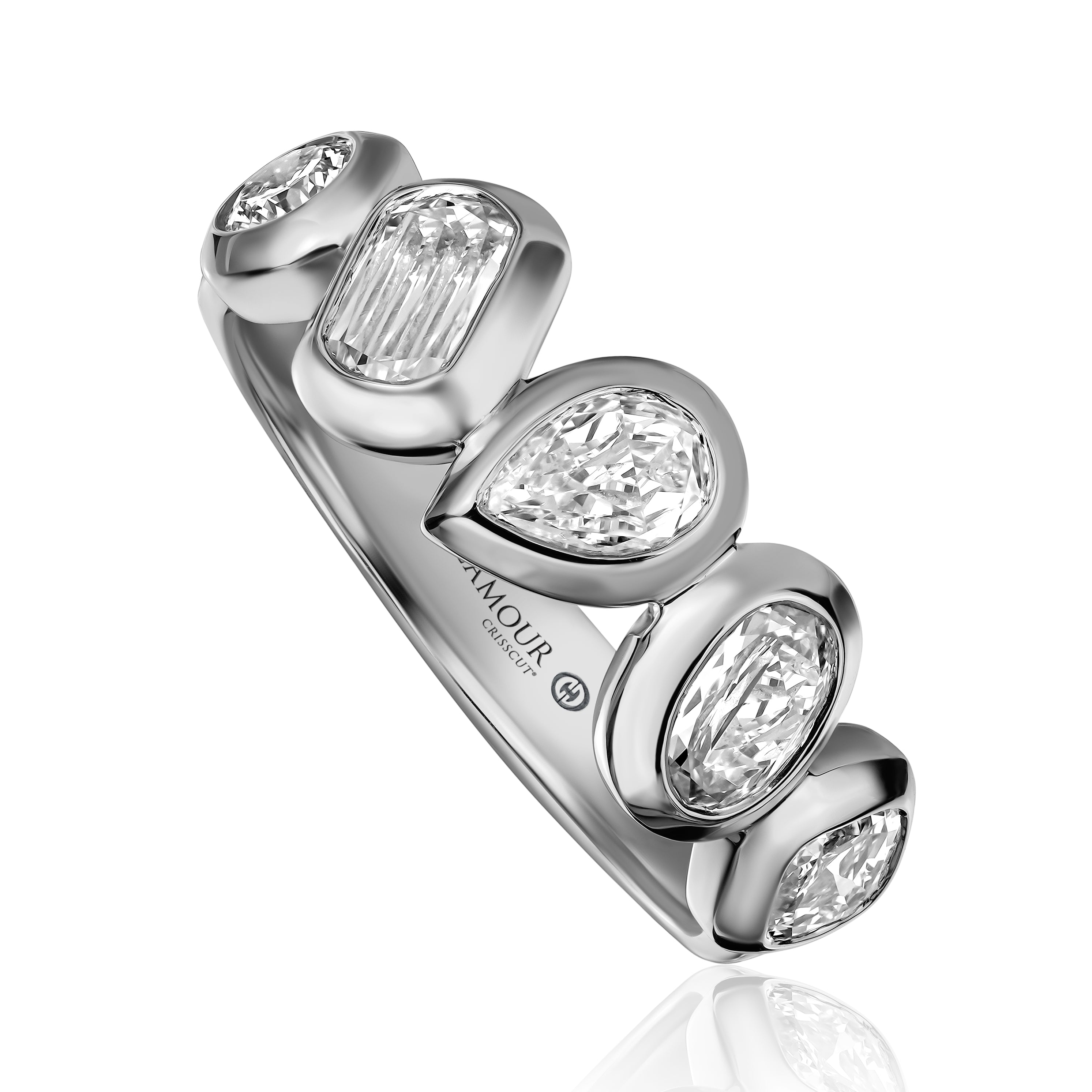 Platinum bezel set mix Crisscut band