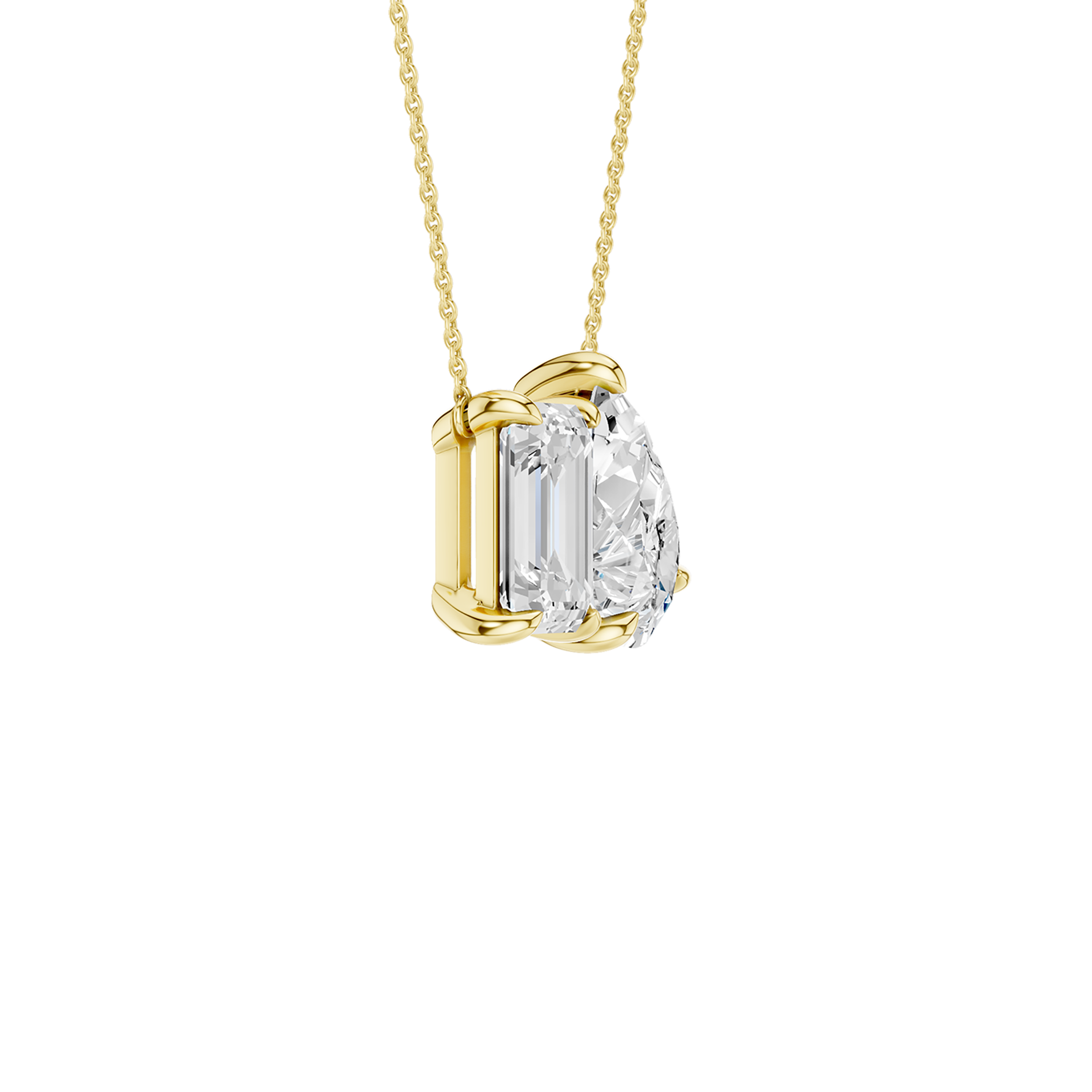 Toi et Moi yellow gold pendant