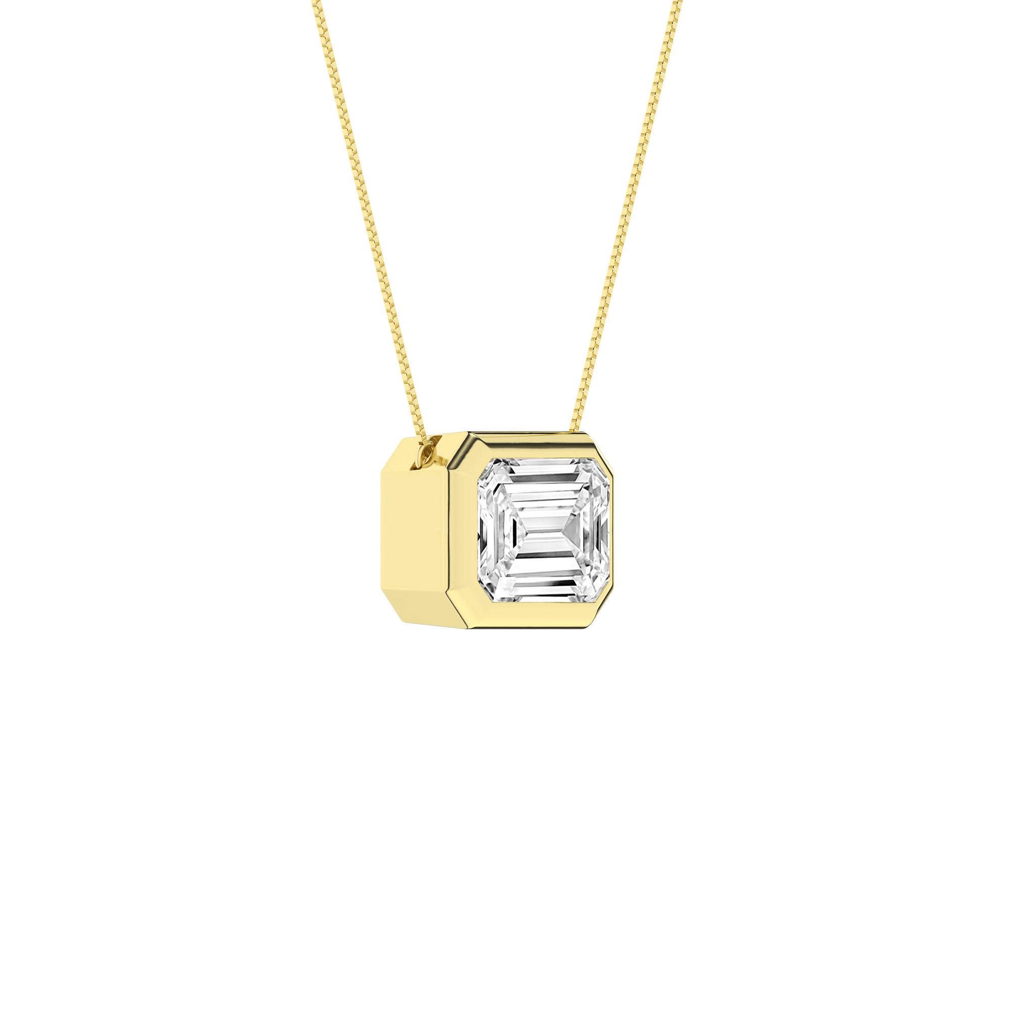 Sleek bezel-set Emerald cut Pendant