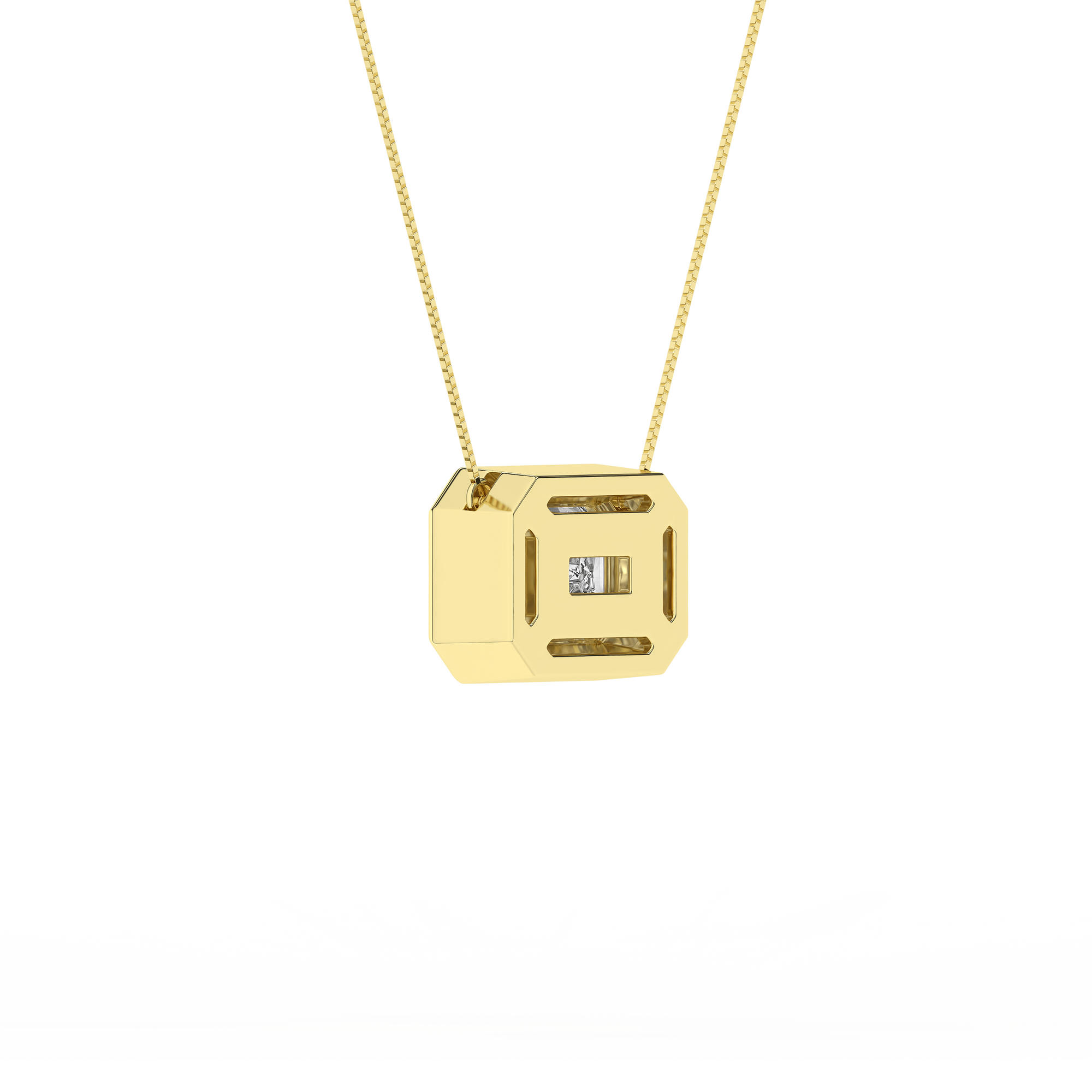 Sleek bezel-set Emerald cut Pendant