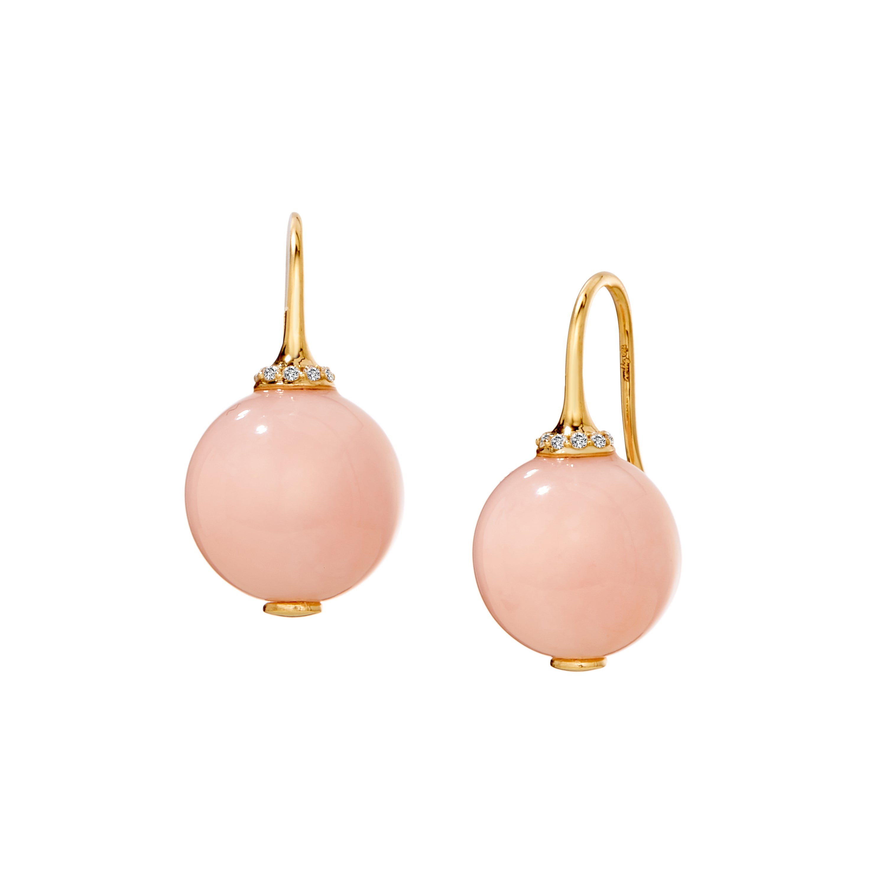 Pink Opal bubble gum Earring with Diamonds