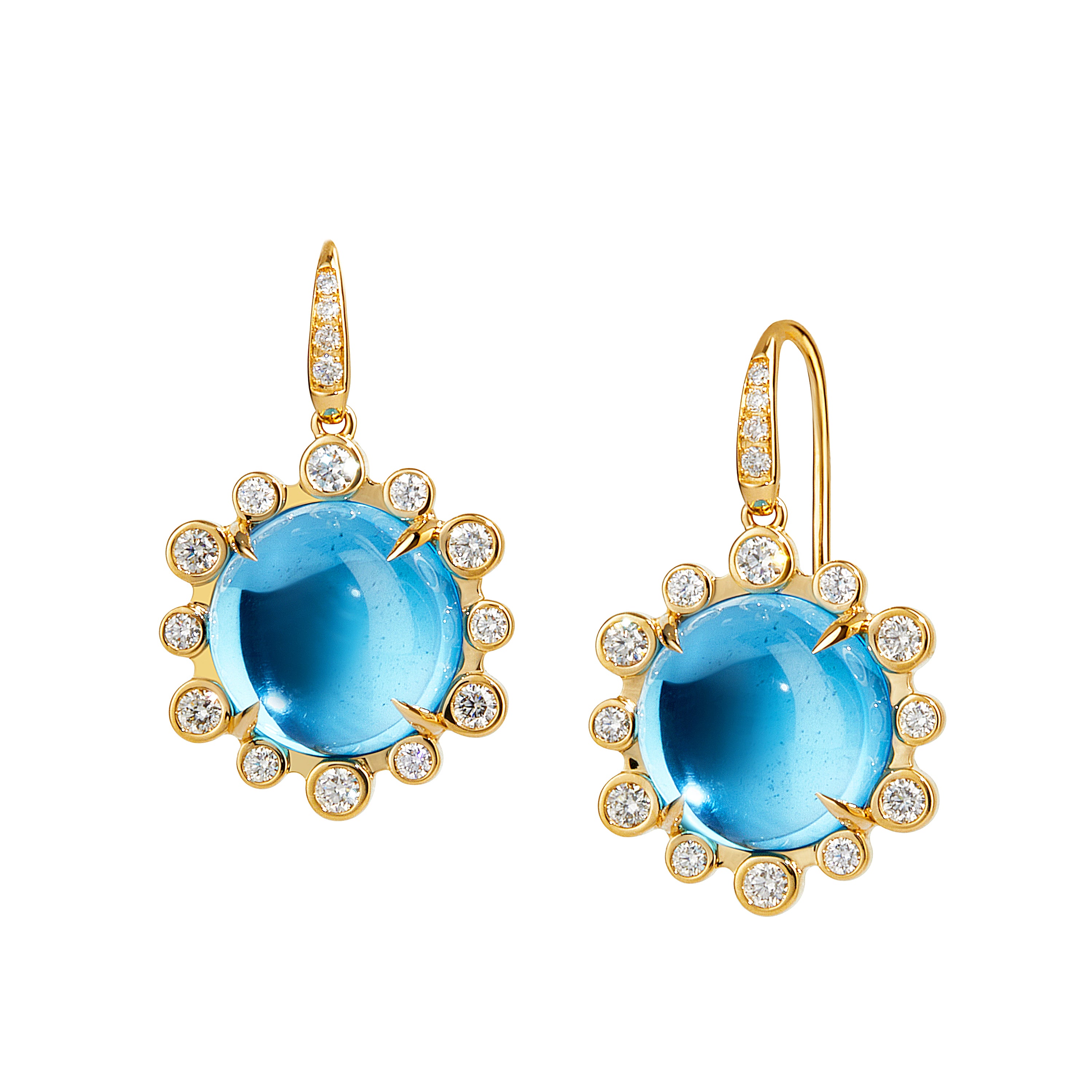 Blue Topaz & Diamond Hex Earrings