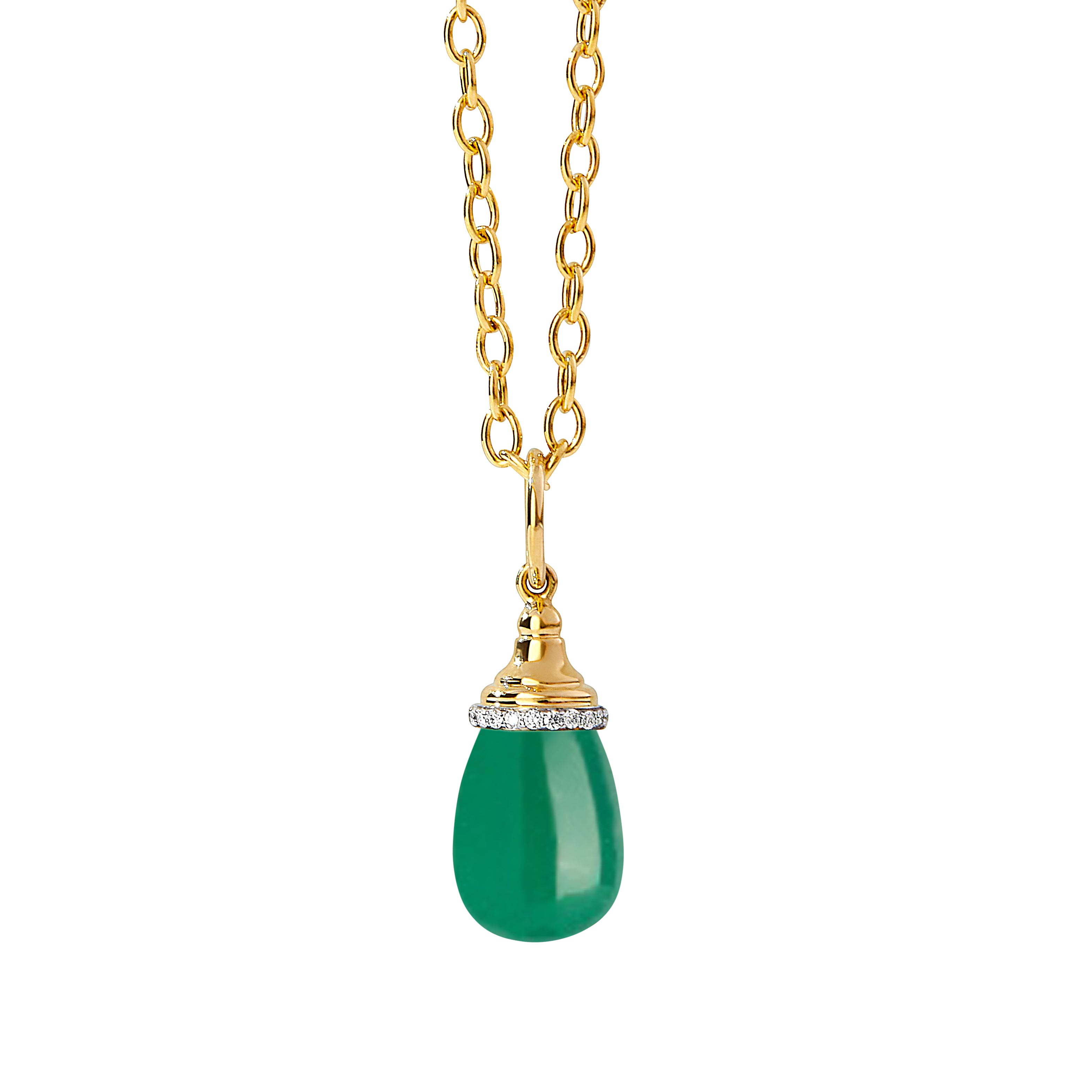 Mogul Green Chalcedony Mini Drop Pendent