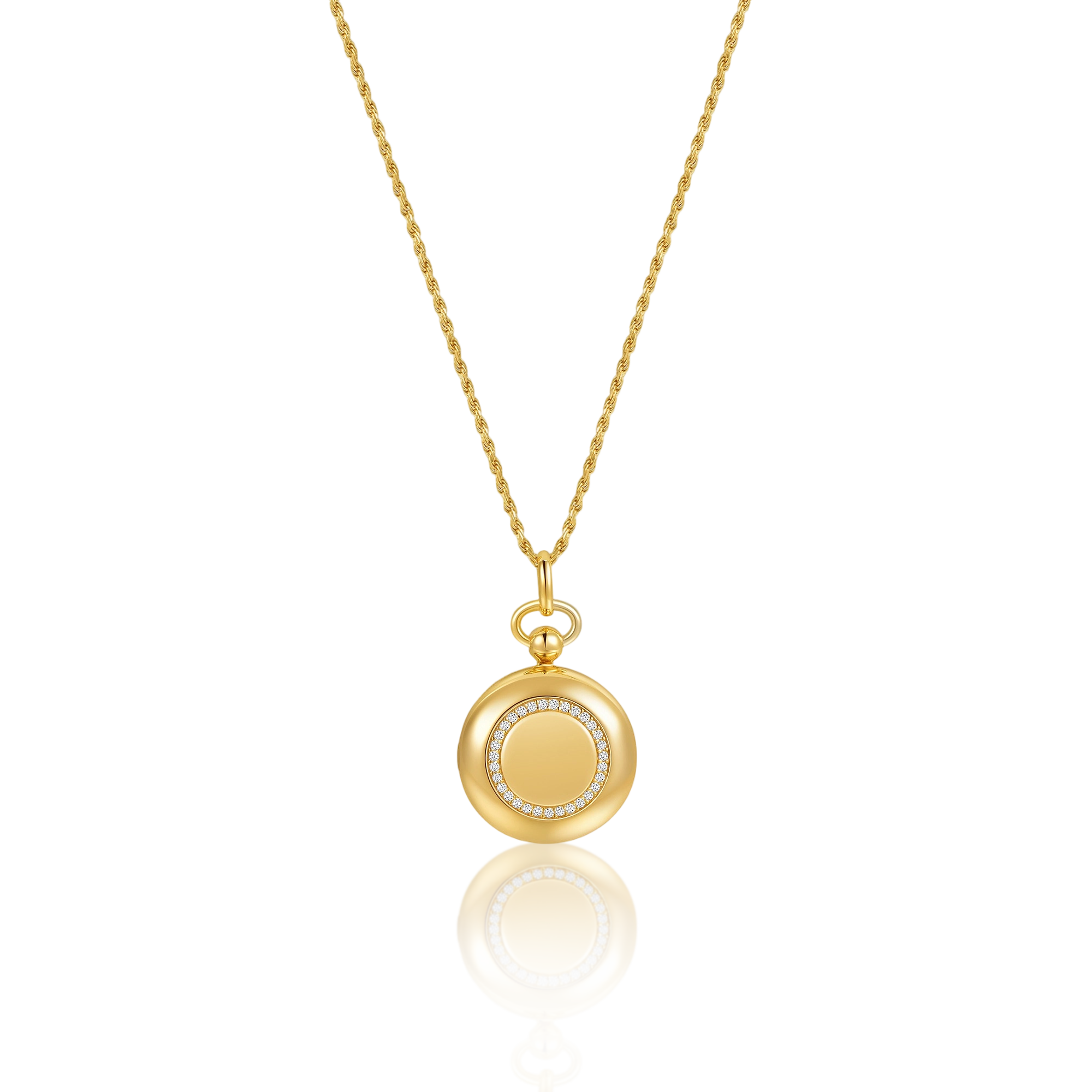 18K Gold Vermeil Luna Halo Whisper Locket SN006G