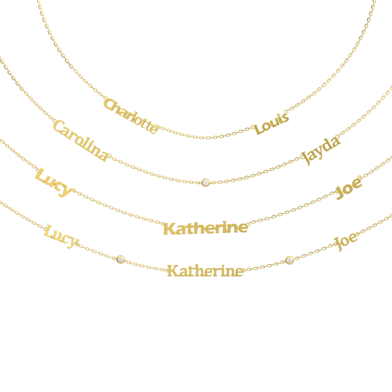 Linked by Love – Name Necklace with Emotional Spark SN014BR