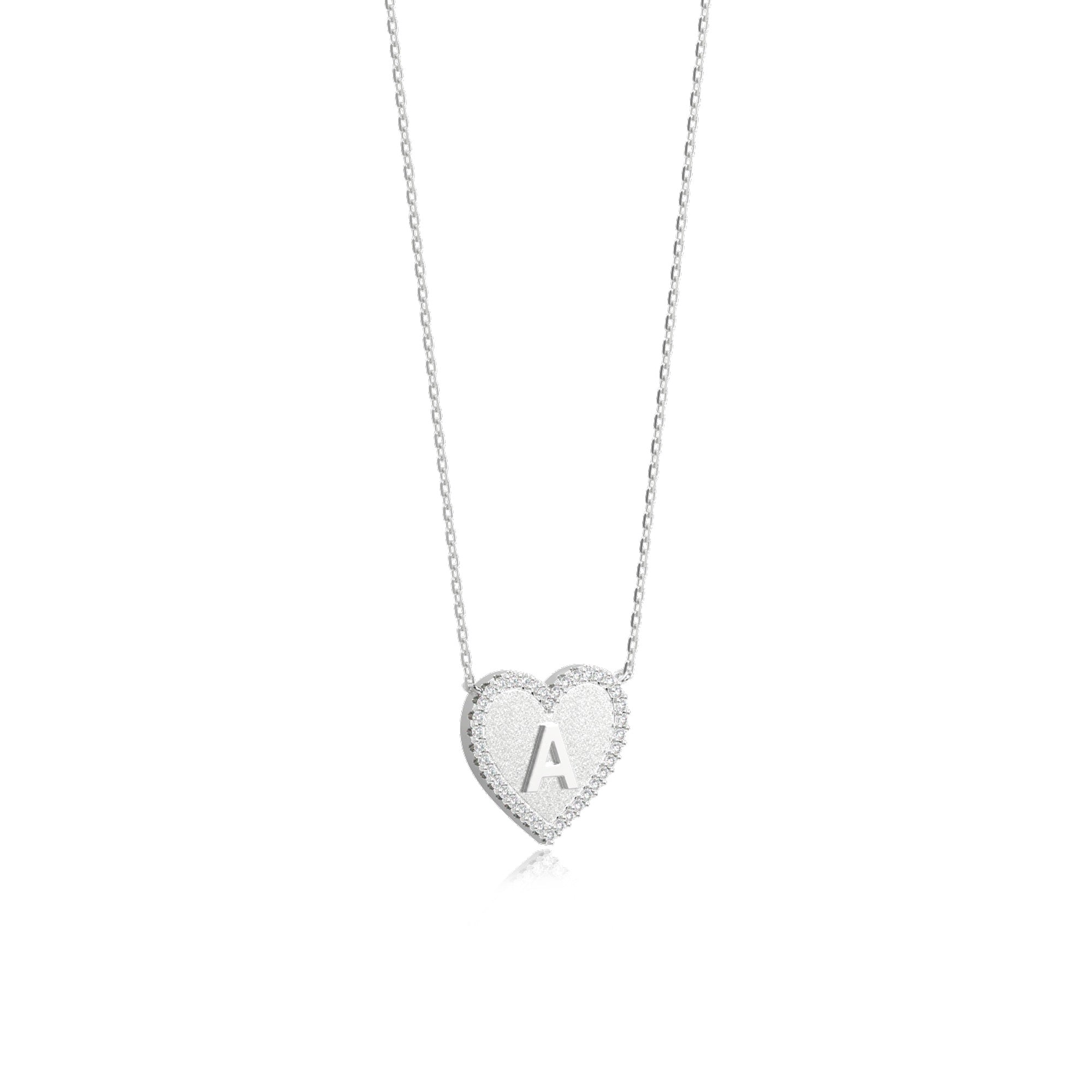 Silver Heart Initial Necklace AW24N003R