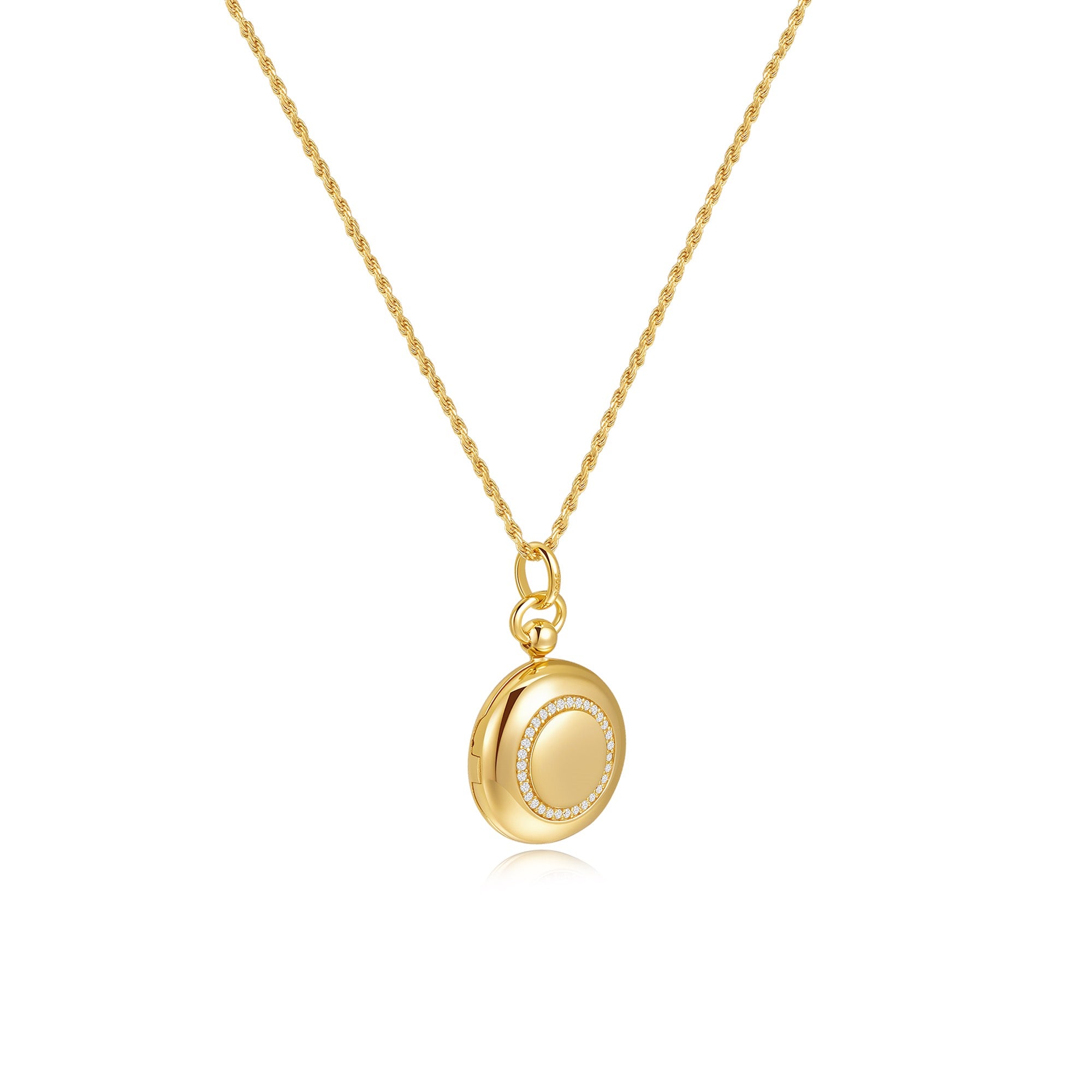 18K Gold Vermeil Luna Halo Whisper Locket SN006G