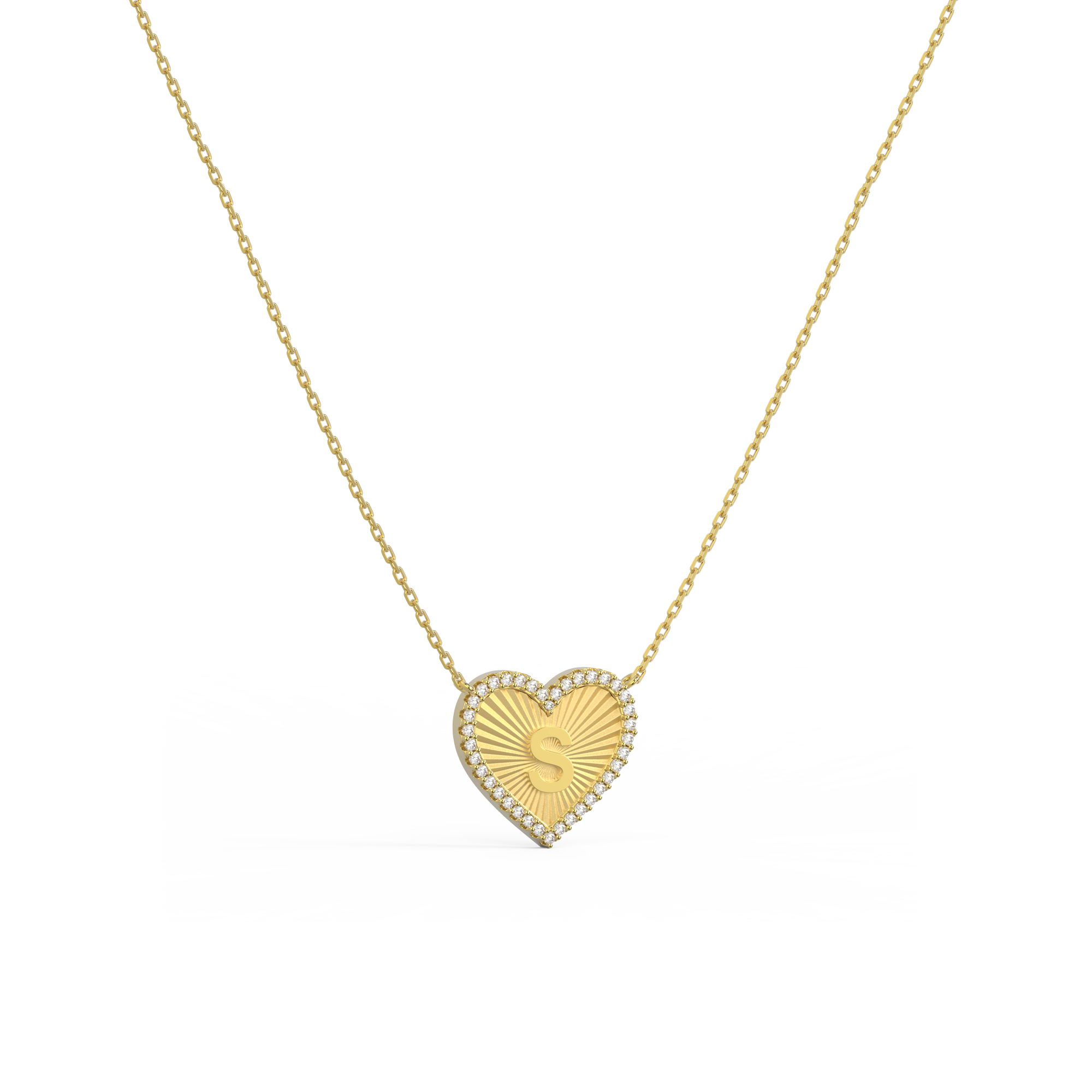 18k Gold Plate Heart Initial Necklace(Pleated)AW24N008A