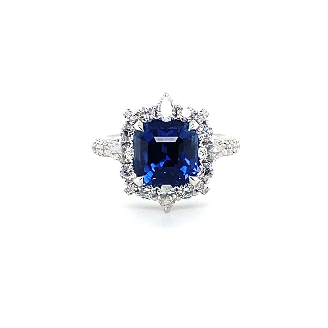 Octagonal Blue Sapphire Ring