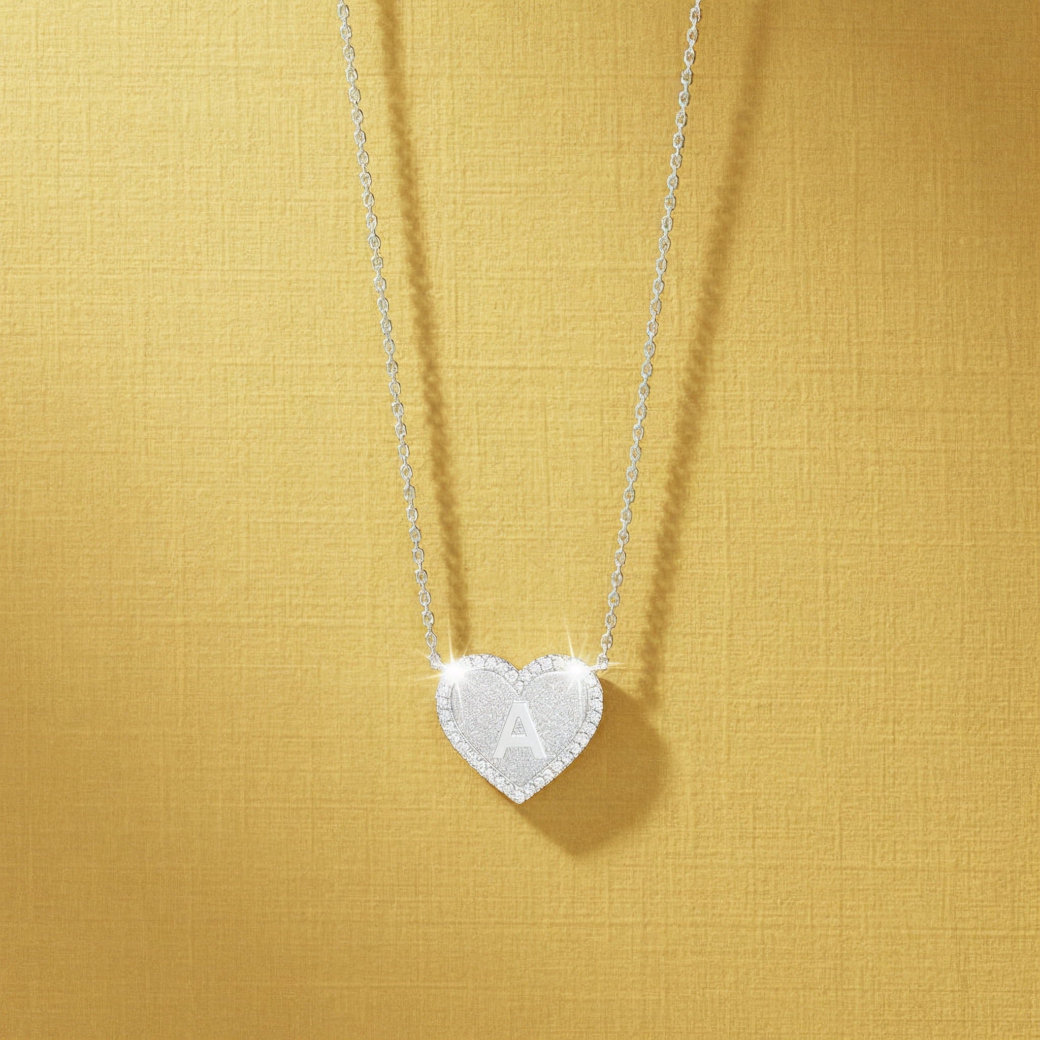Silver Heart Initial Necklace AW24N003R