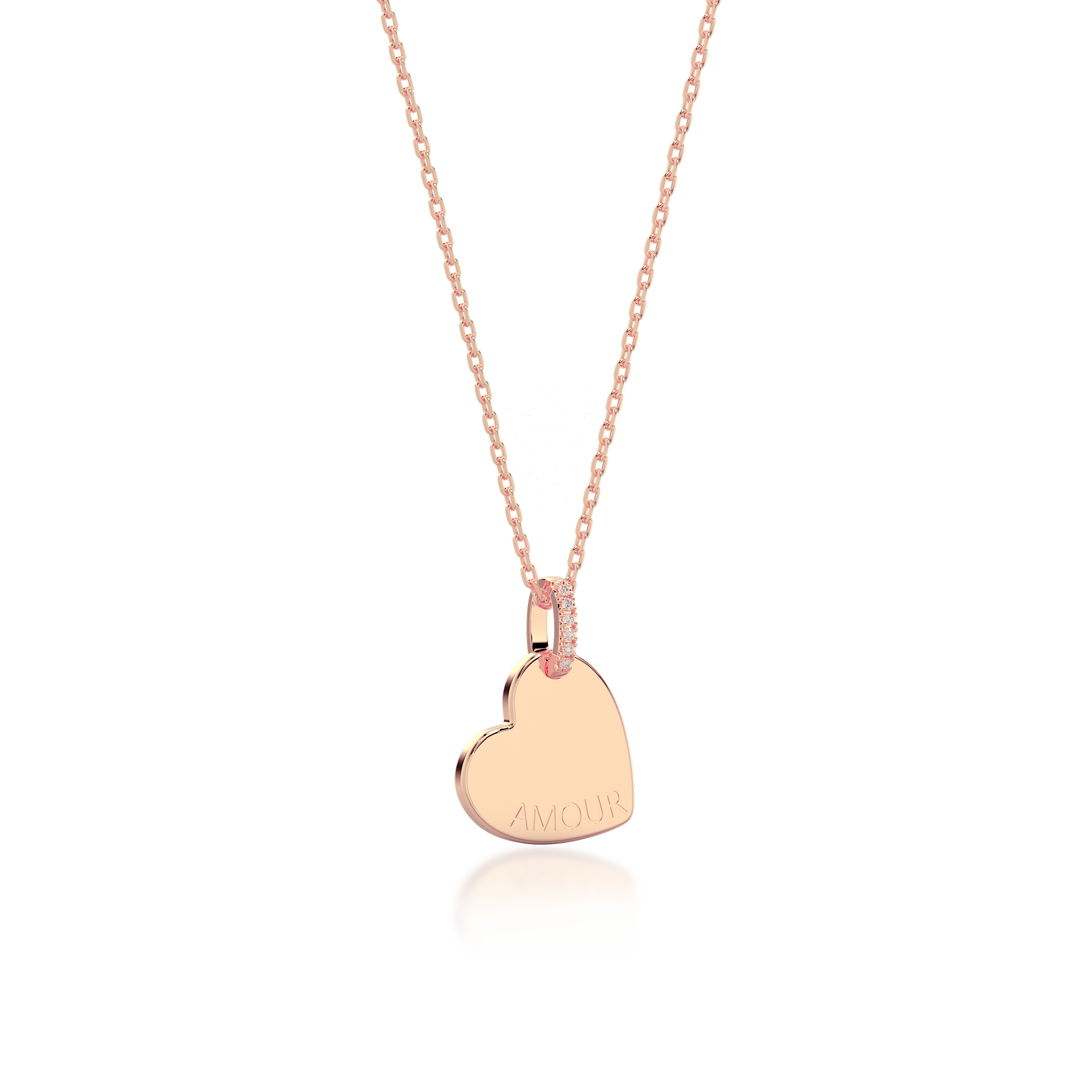 18K Rose Gold Plated Silver Heart Engravable Necklace SS25N001H