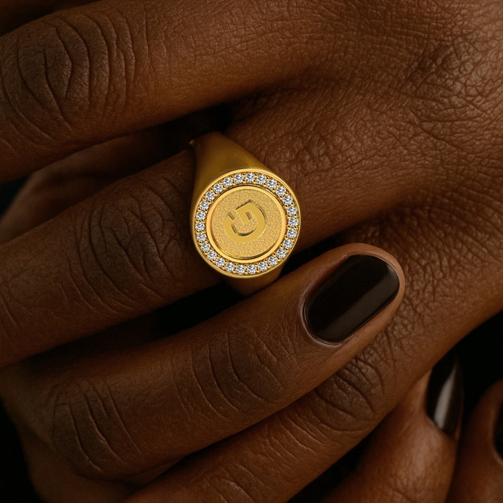 18K Gold Plated Silver Monogram Initial Ring