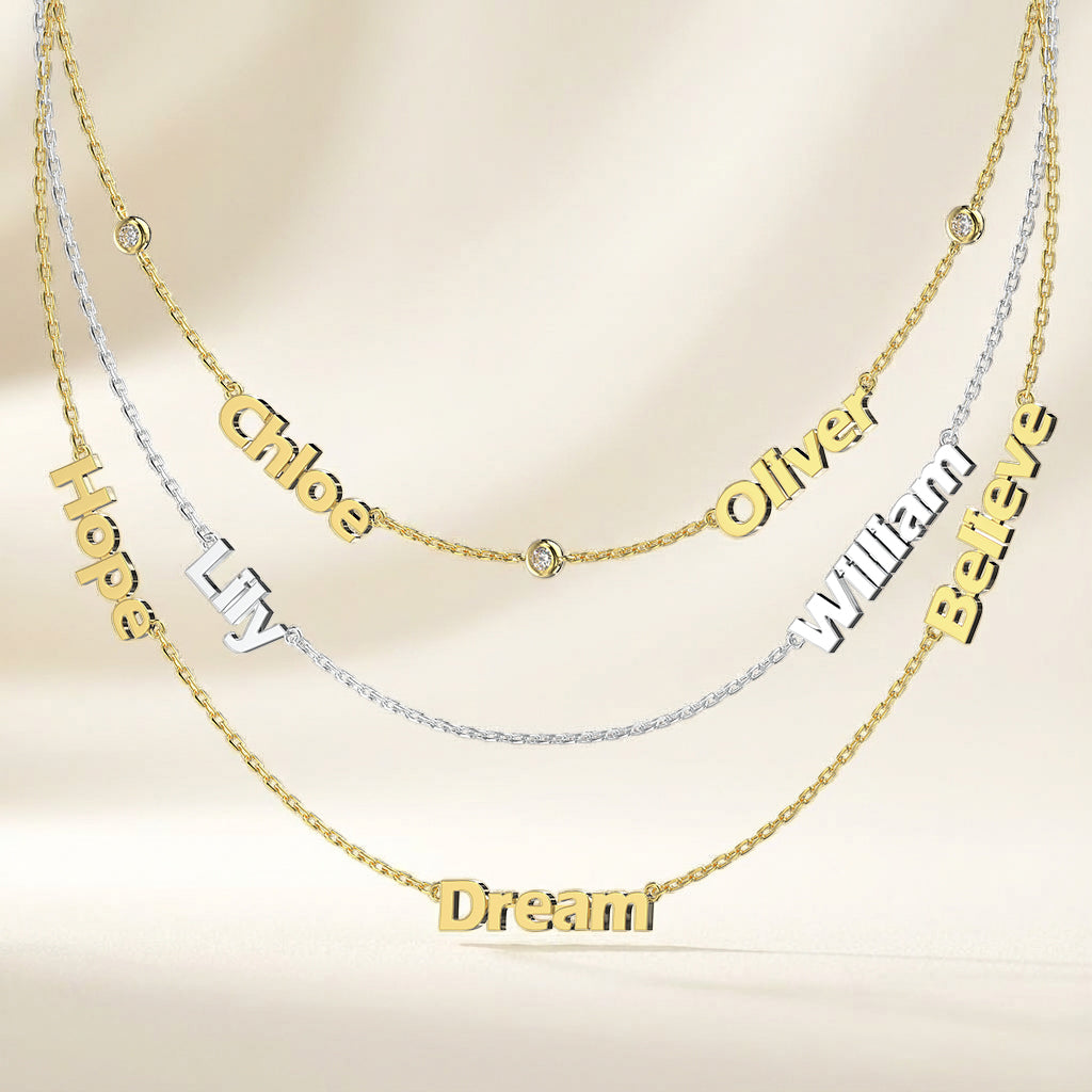Linked by Love – Name Necklace with Emotional Spark SN014BR