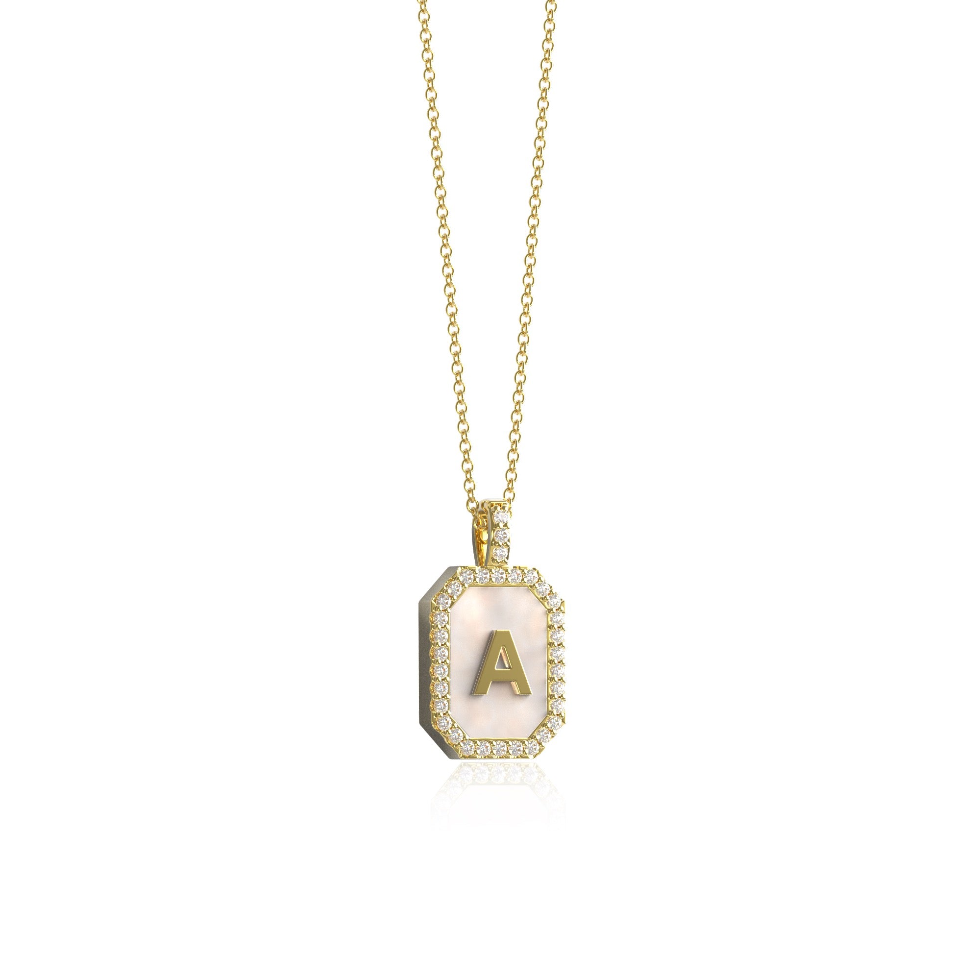 18k Gold Plated Silver Pearl Initial Zodiac & Initial Gemstone Pendant Necklace   AW24N004G