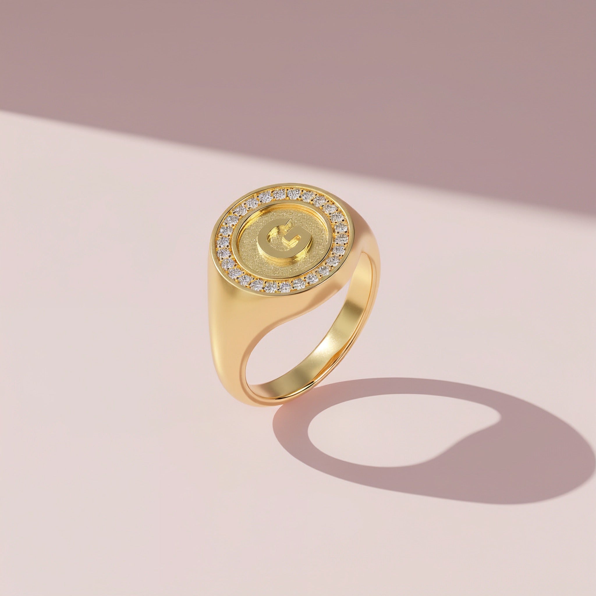 18K Gold Plated Silver Monogram Initial Ring