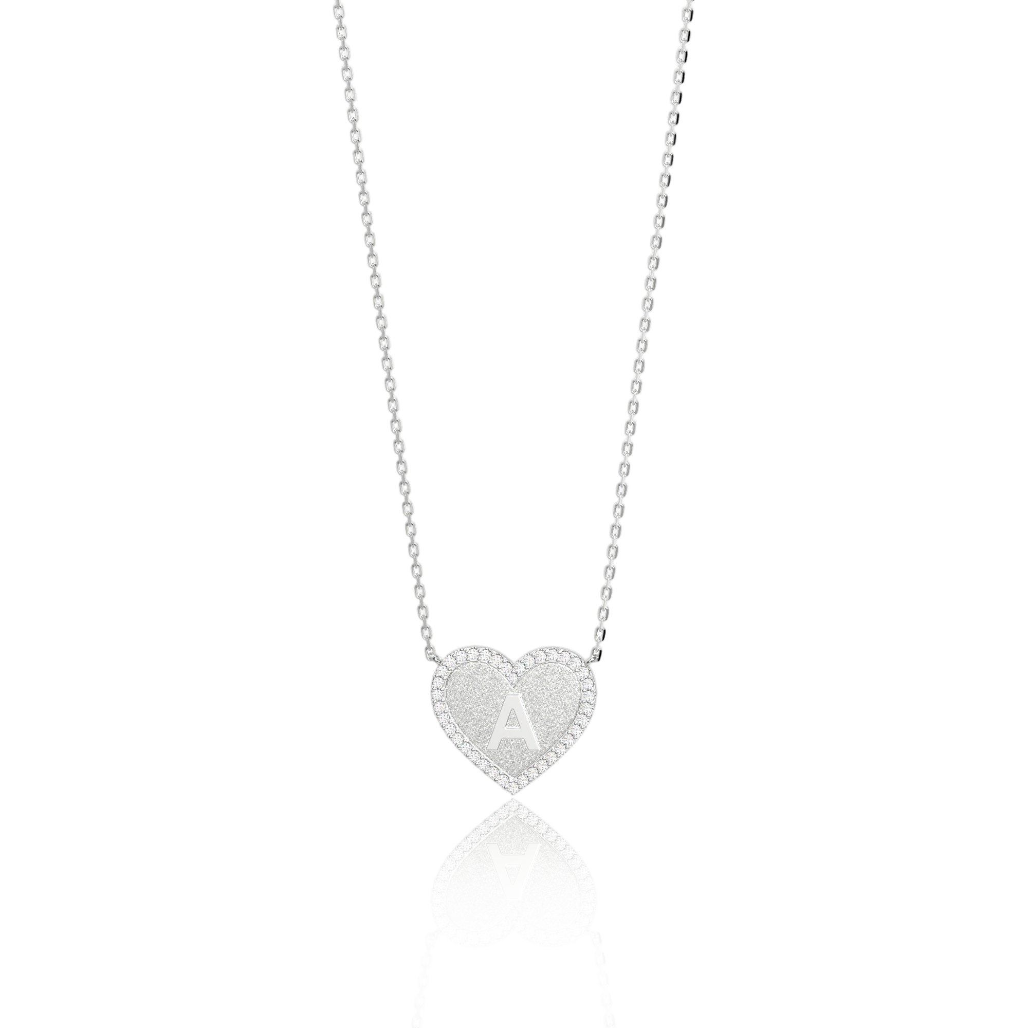 Silver Heart Initial Necklace AW24N003R