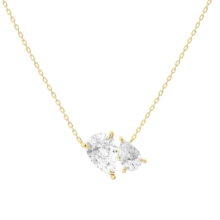 Pear cut Toi et Moi  Necklace in yellow gold