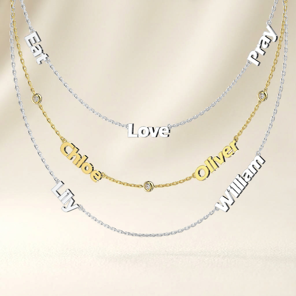 Linked by Love – Name Necklace with Emotional Spark SN014BR