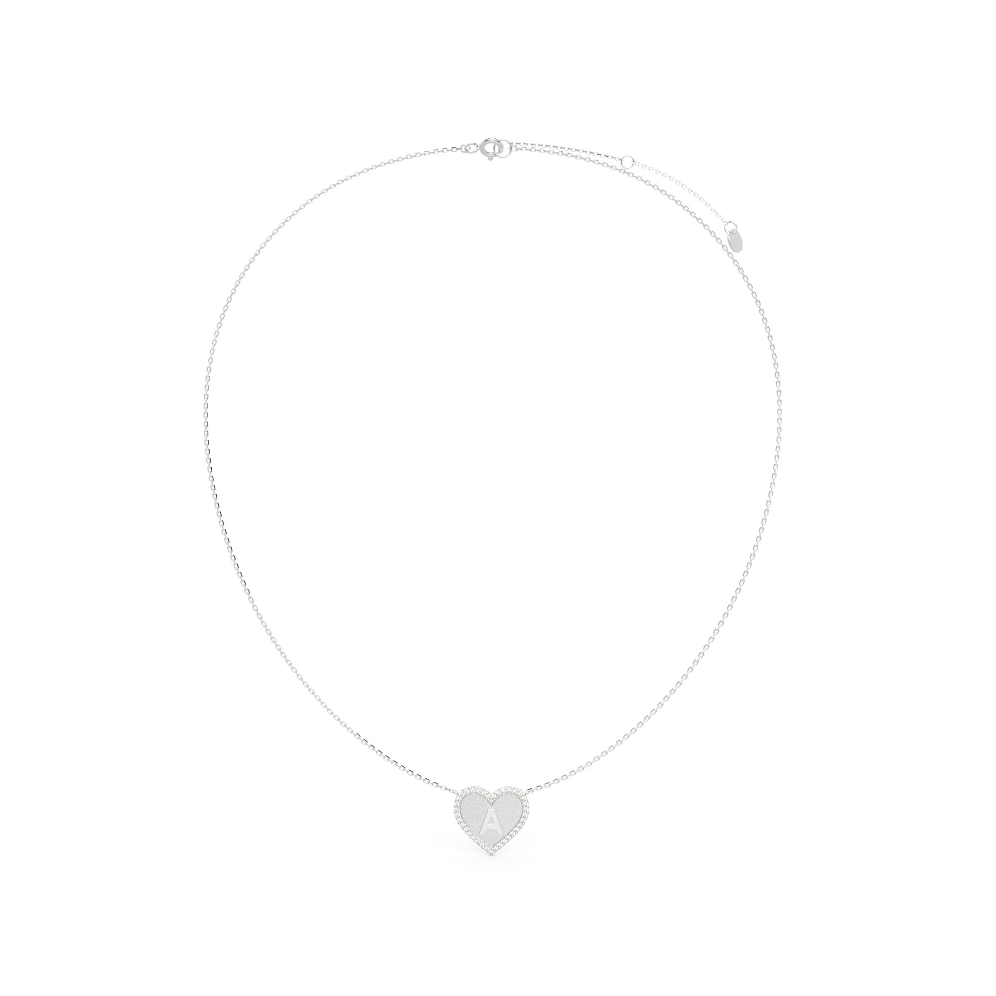 Silver Heart Initial Necklace AW24N003R