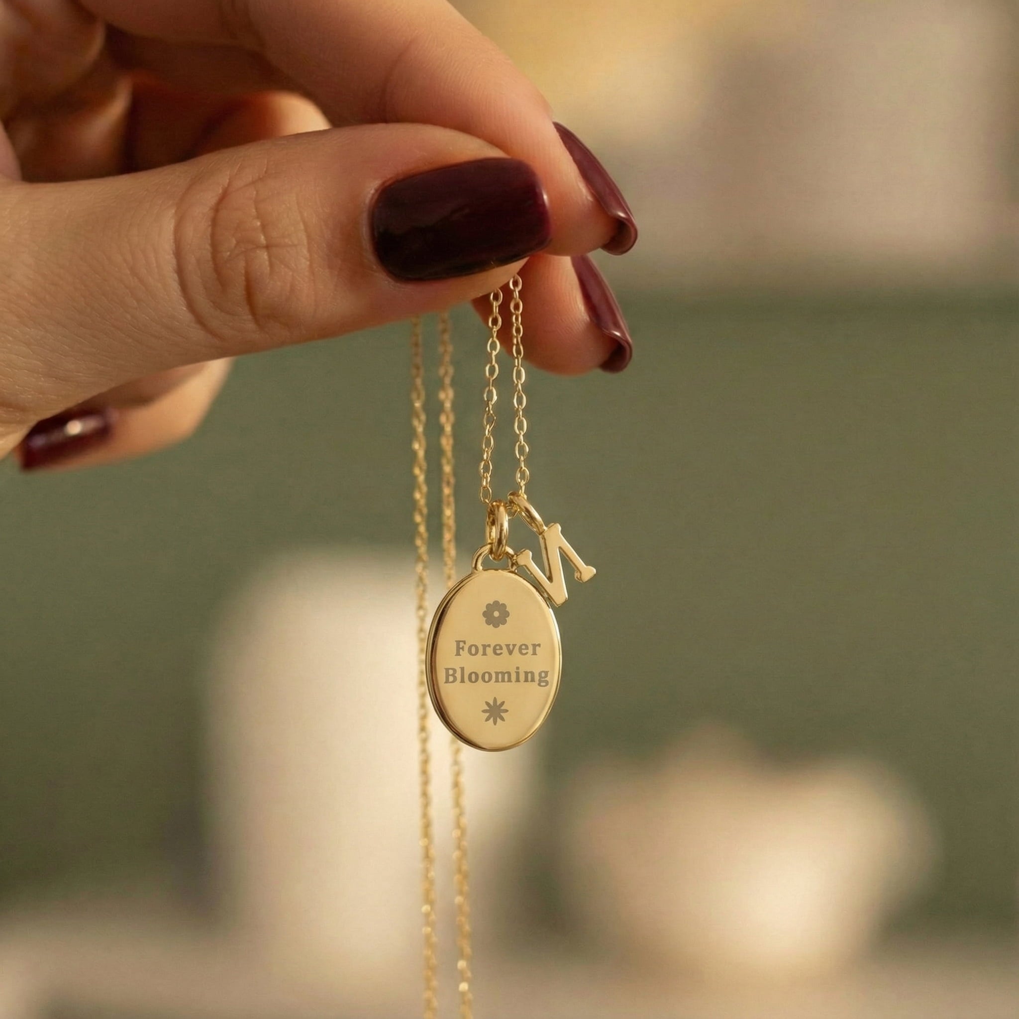 Birth stone & Flower charm Necklace