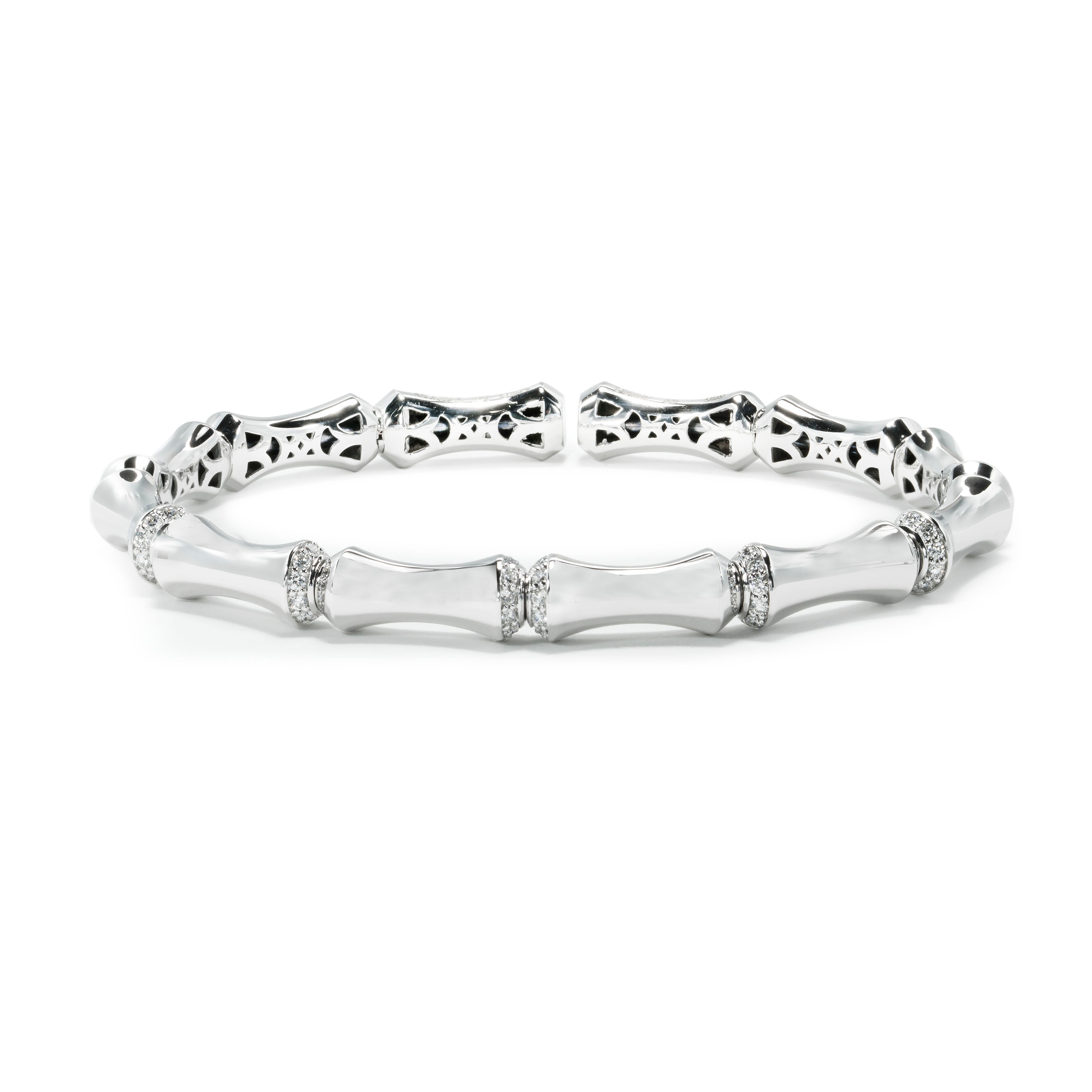White Gold "Bamboo" Crisscut Bangle