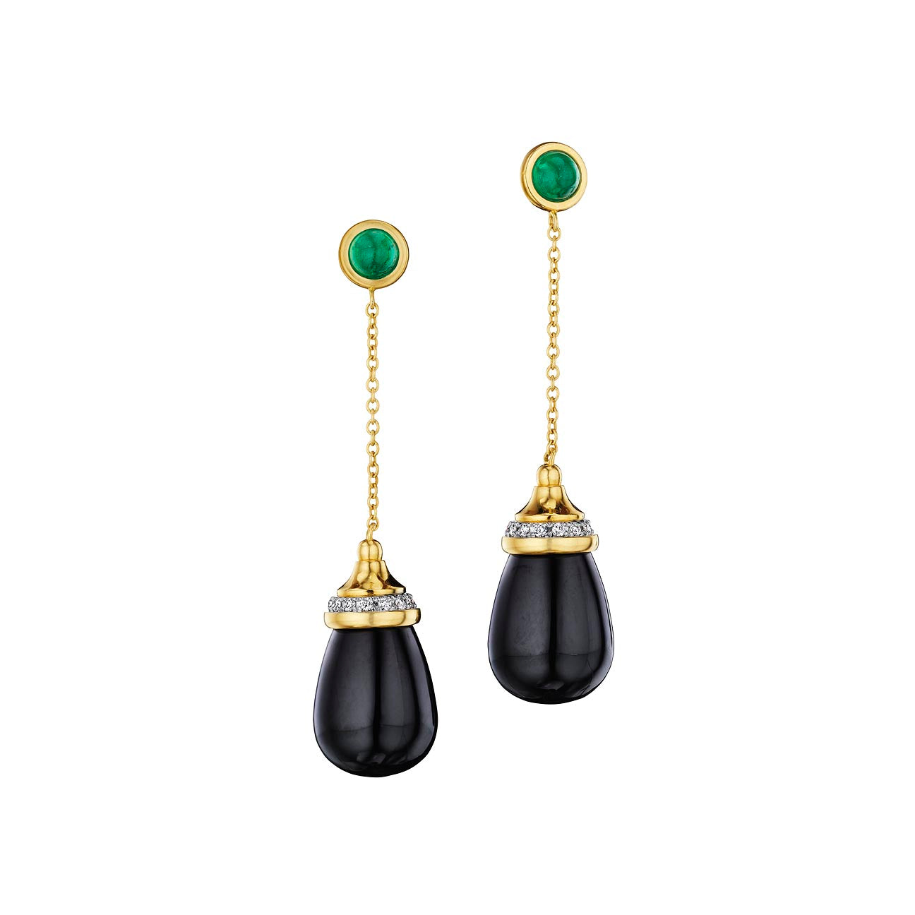 Emerald & Black Onyx Drop Earrings