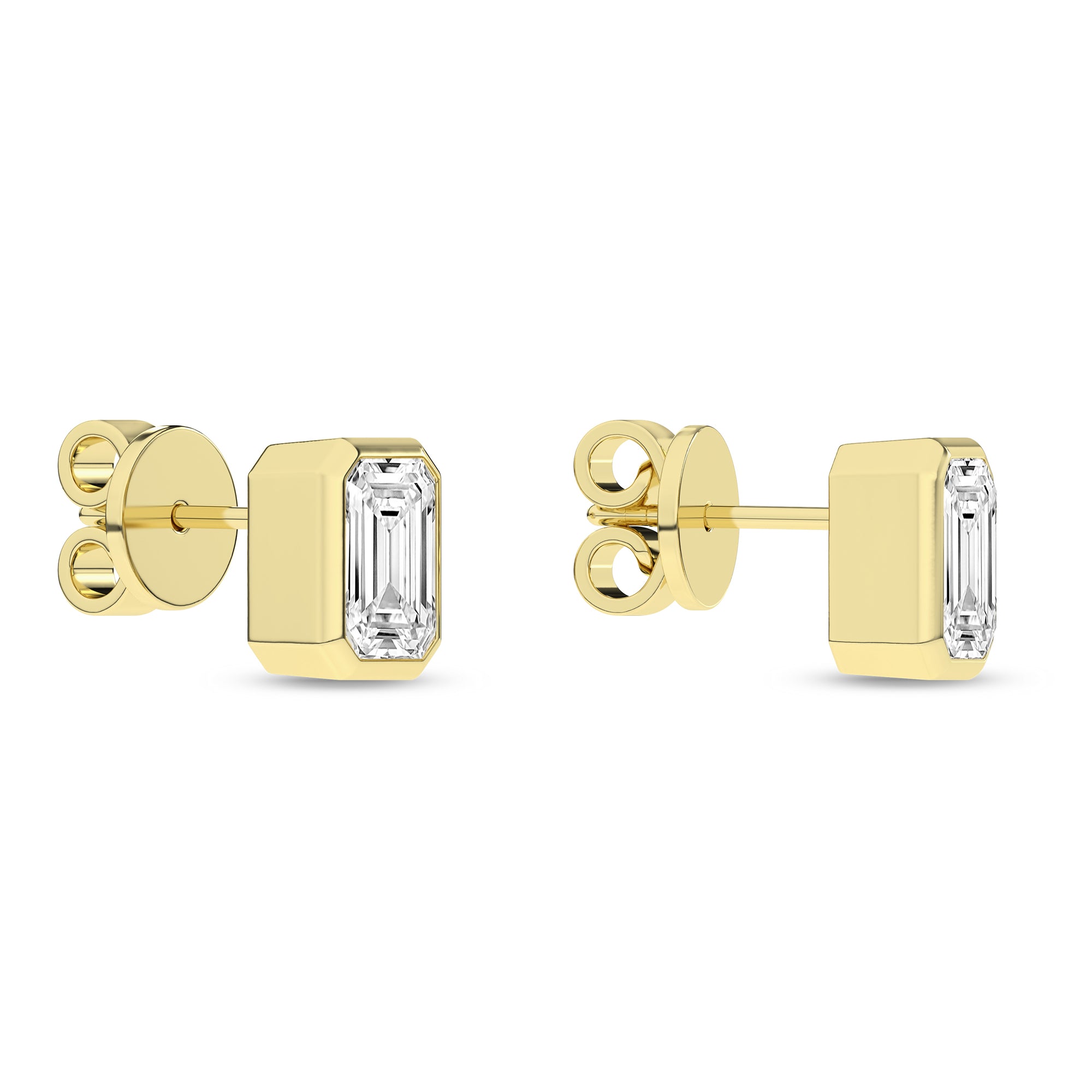 Sleek Emerald-cut Diamond Earrings