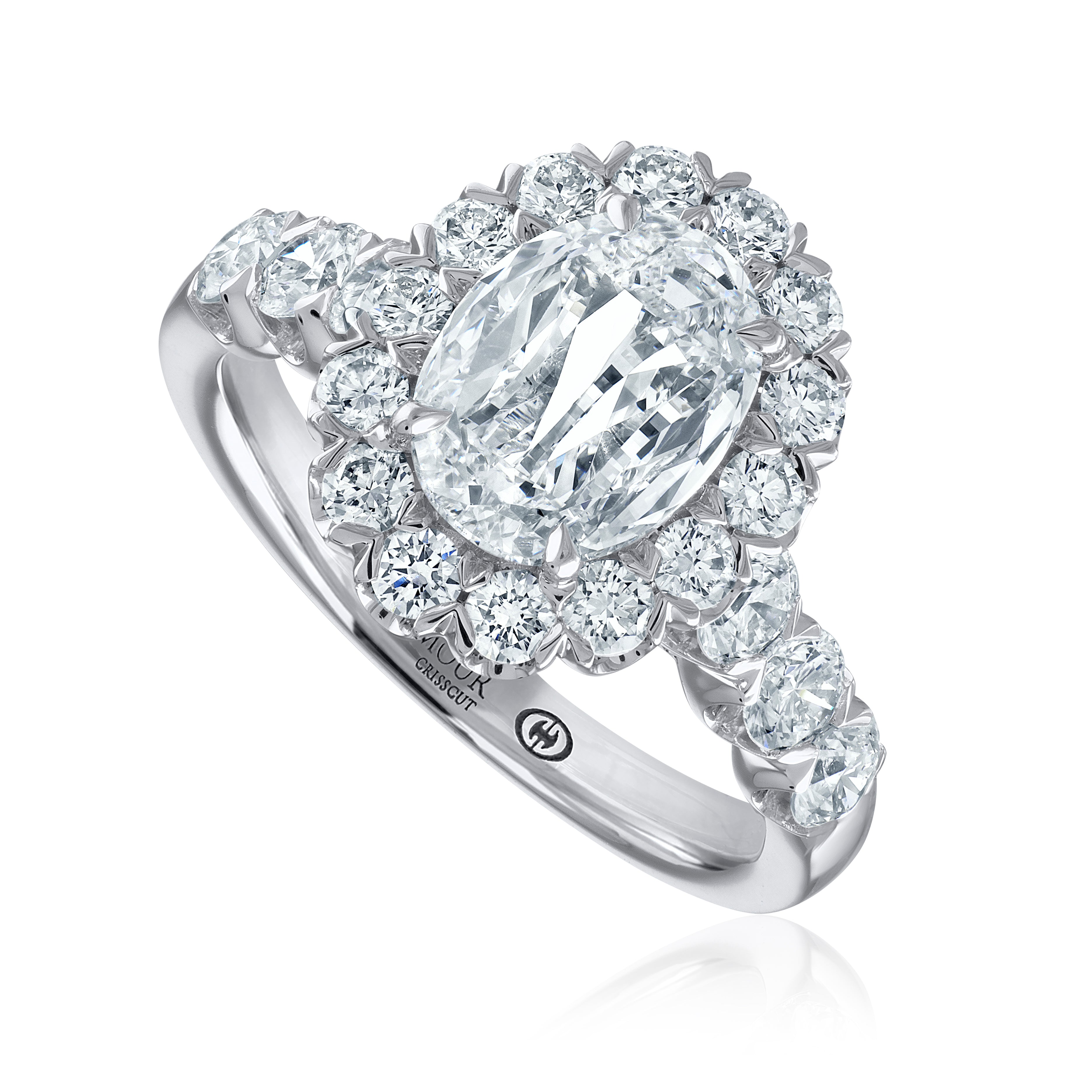 White Gold Crisscut Semi-mount for Oval Diamond