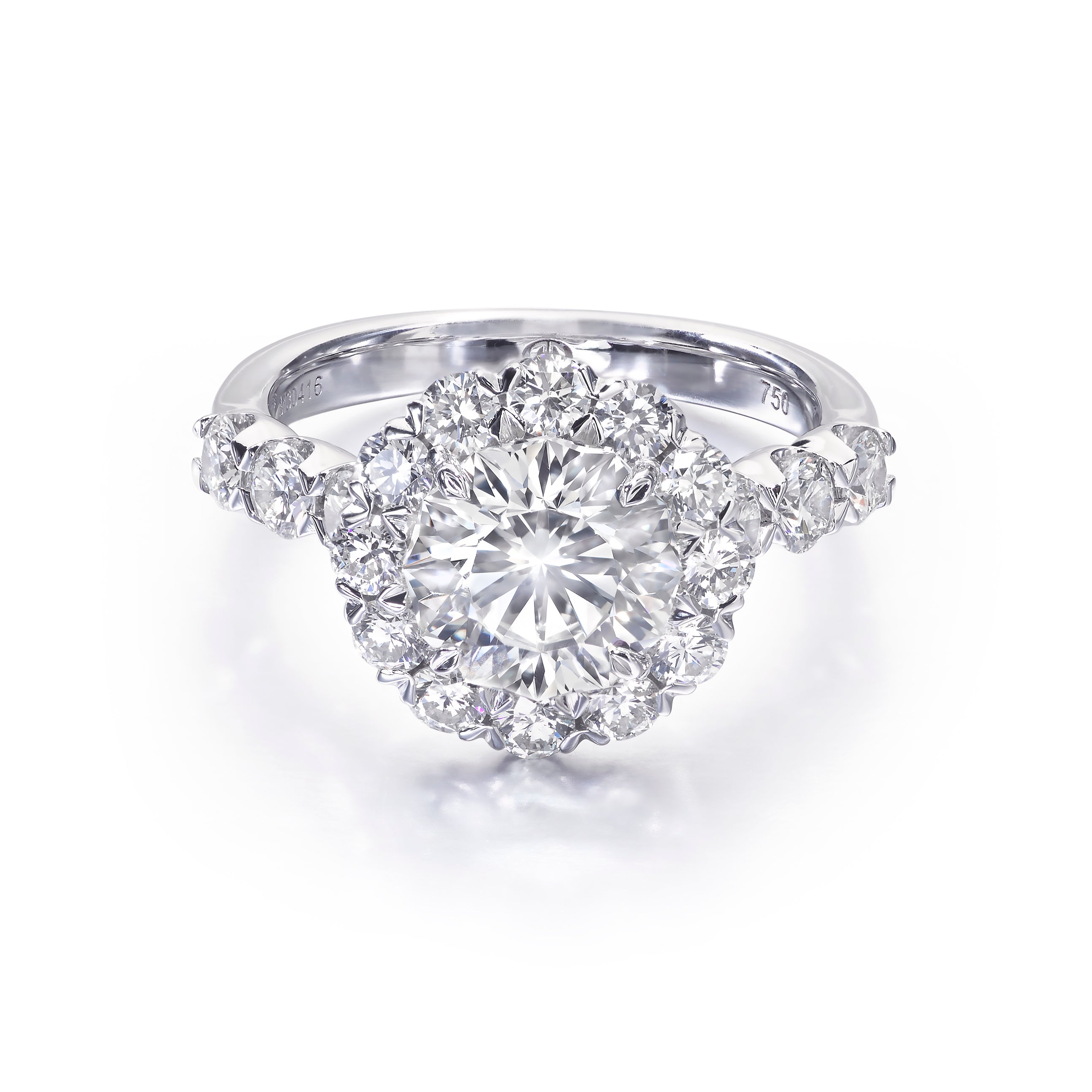 White Gold Crisscut Halo Engagement Ring Semi-mount