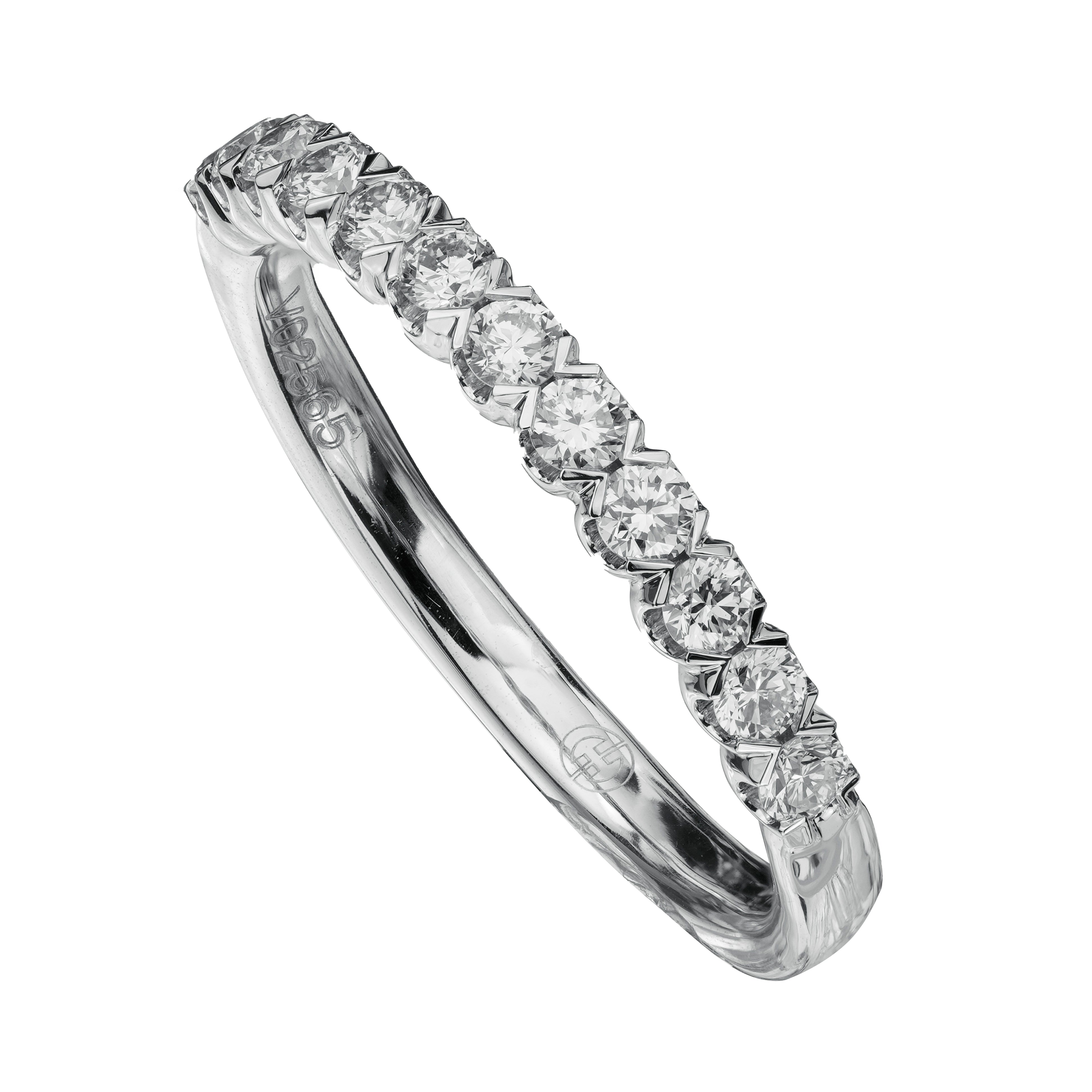 White Gold and Diamond Straight Crisscut Wedding Band