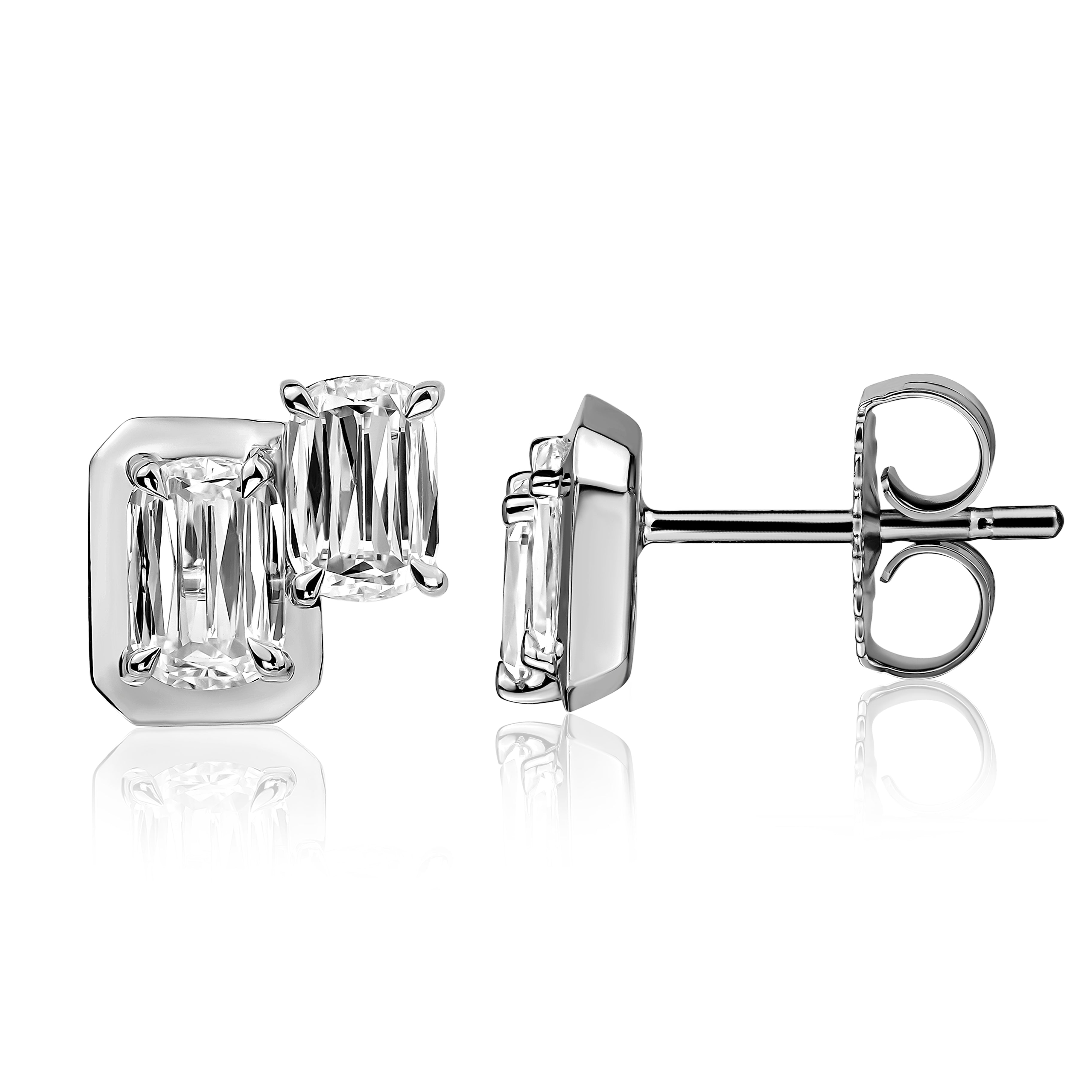 Crisscut l'Amour Double Studs in White Gold