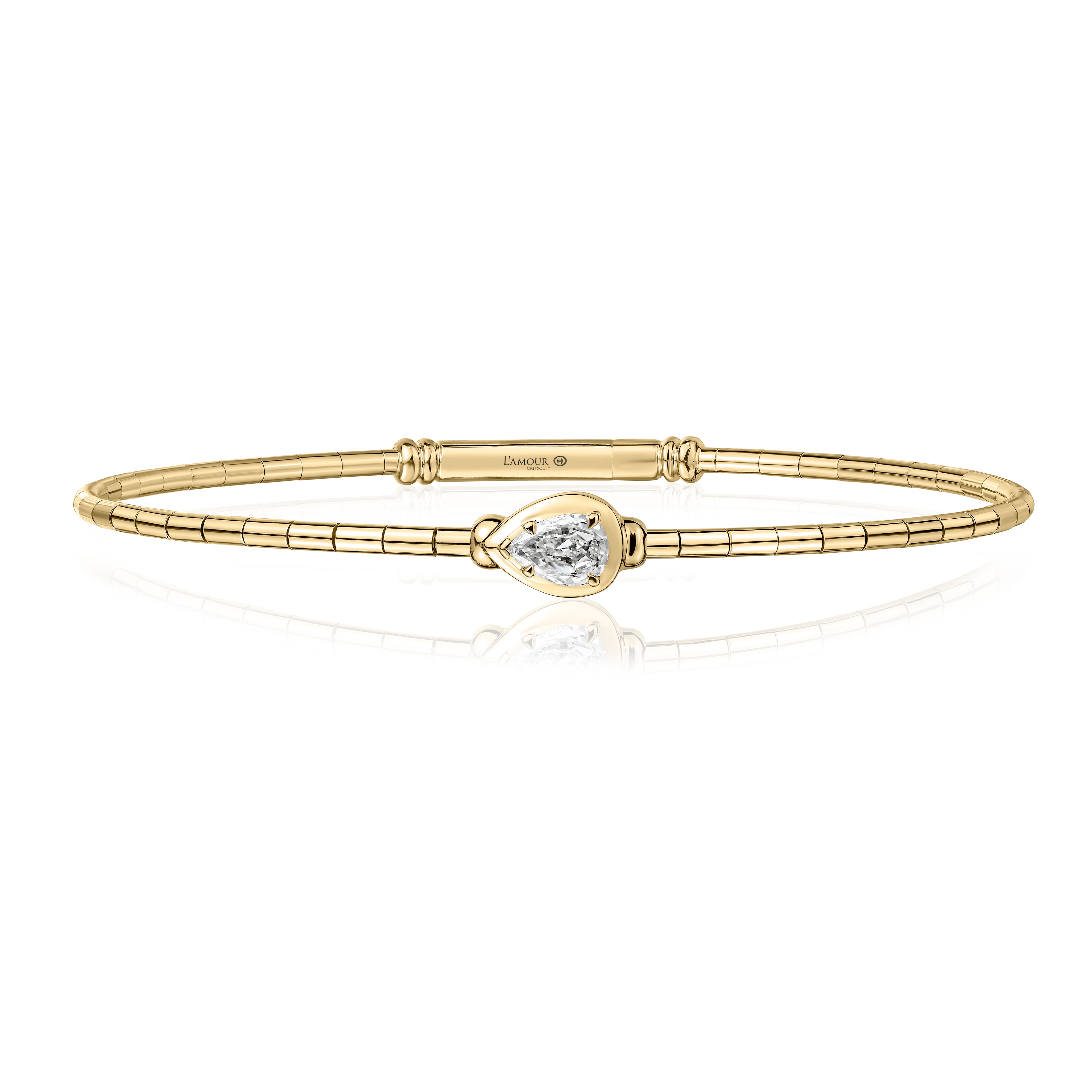 Yellow gold Crisscut l'amour Pear flex bangle