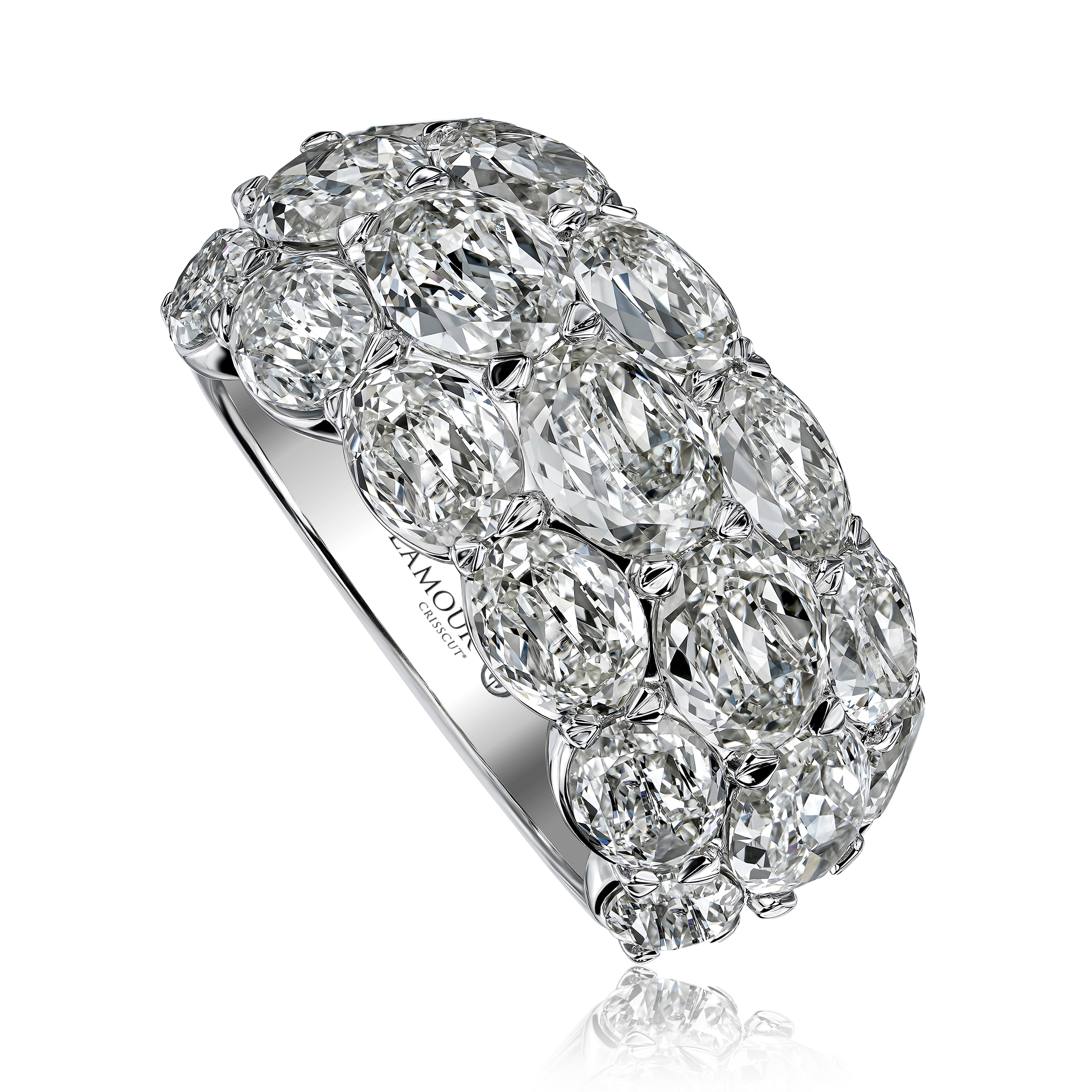White Gold Crisscut l'Amour Oval Domed Ring