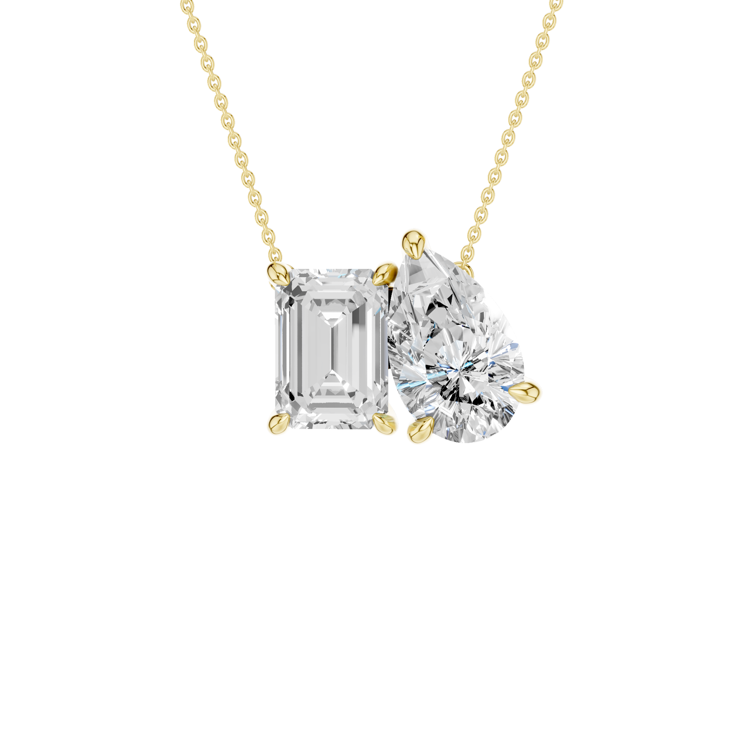 Toi et Moi yellow gold pendant