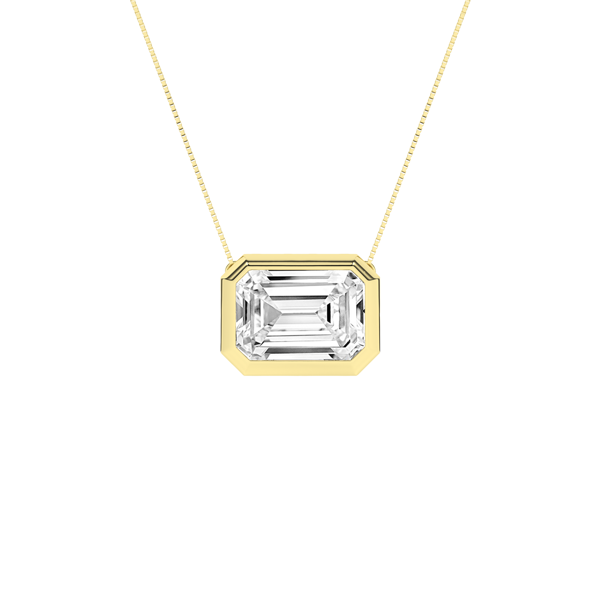Sleek bezel-set Emerald cut Pendant