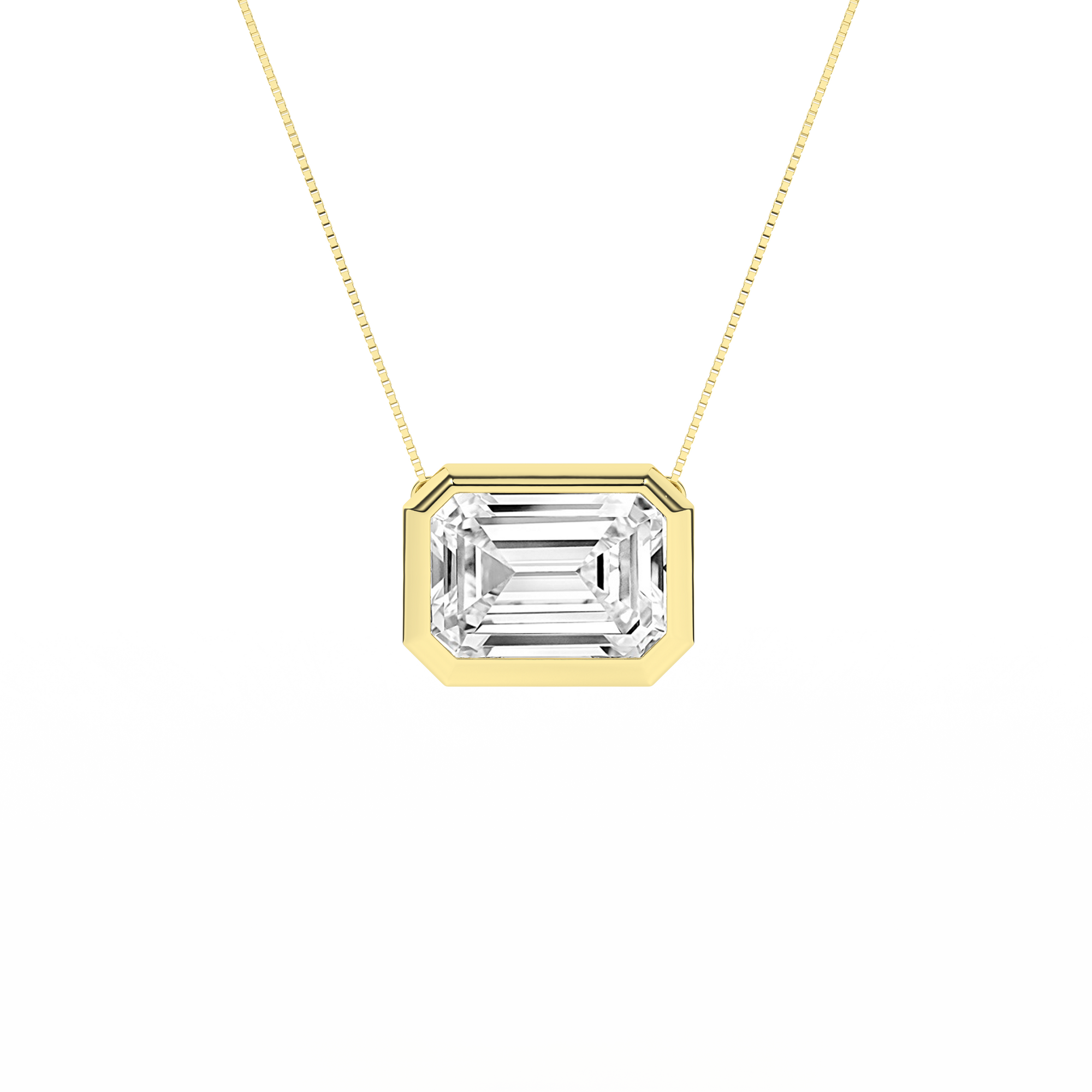 Sleek bezel-set Emerald cut Pendant