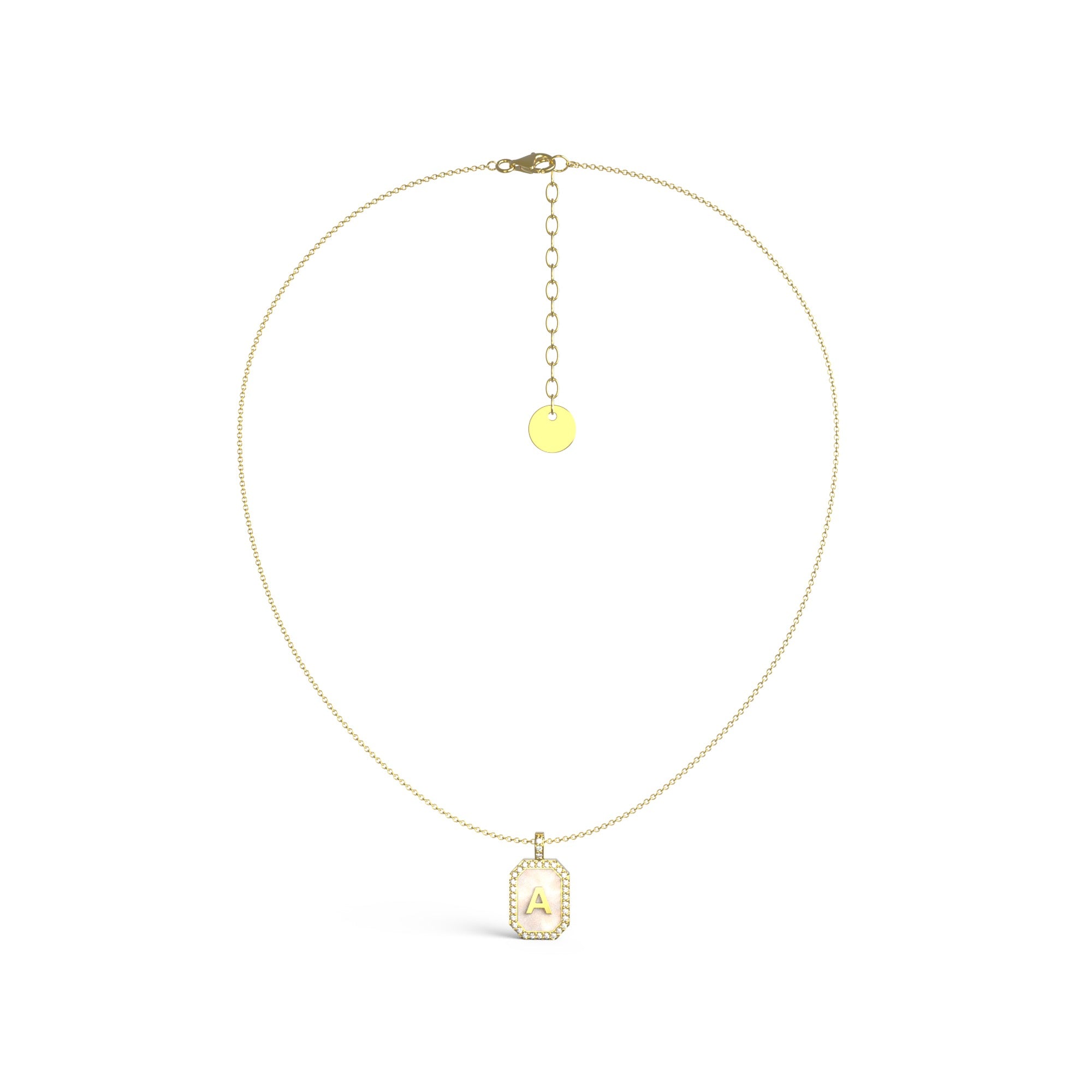 18k Gold Plated Silver Pearl Initial Zodiac & Initial Gemstone Pendant Necklace   AW24N004G