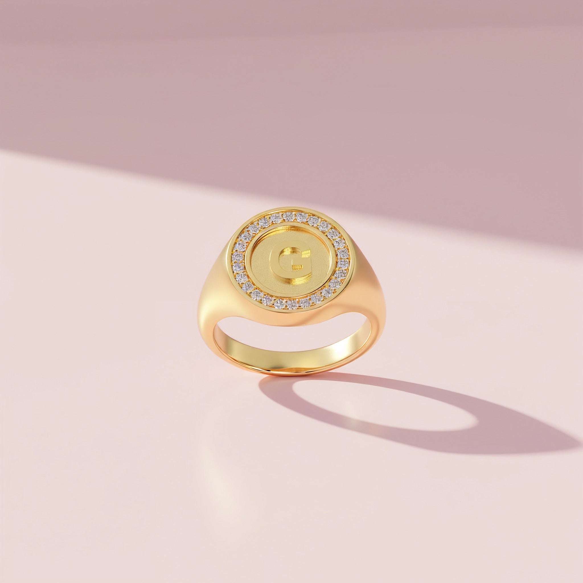 18K Gold Plated Silver Monogram Initial Ring